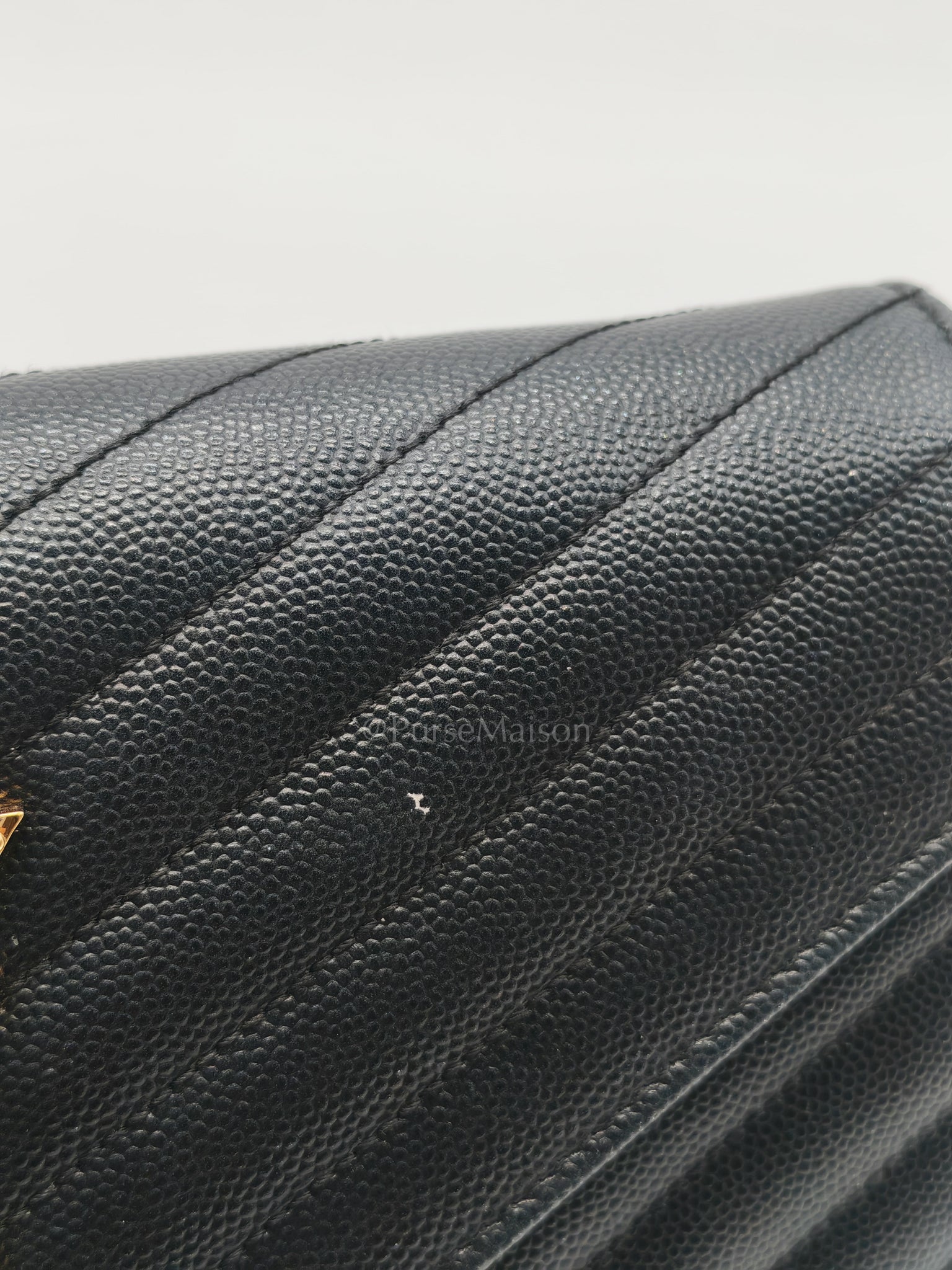 Envelope Wallet On Chain (WOC) in Black Chevre Leather Chain Bag | Purse Maison Luxury Bags Shop