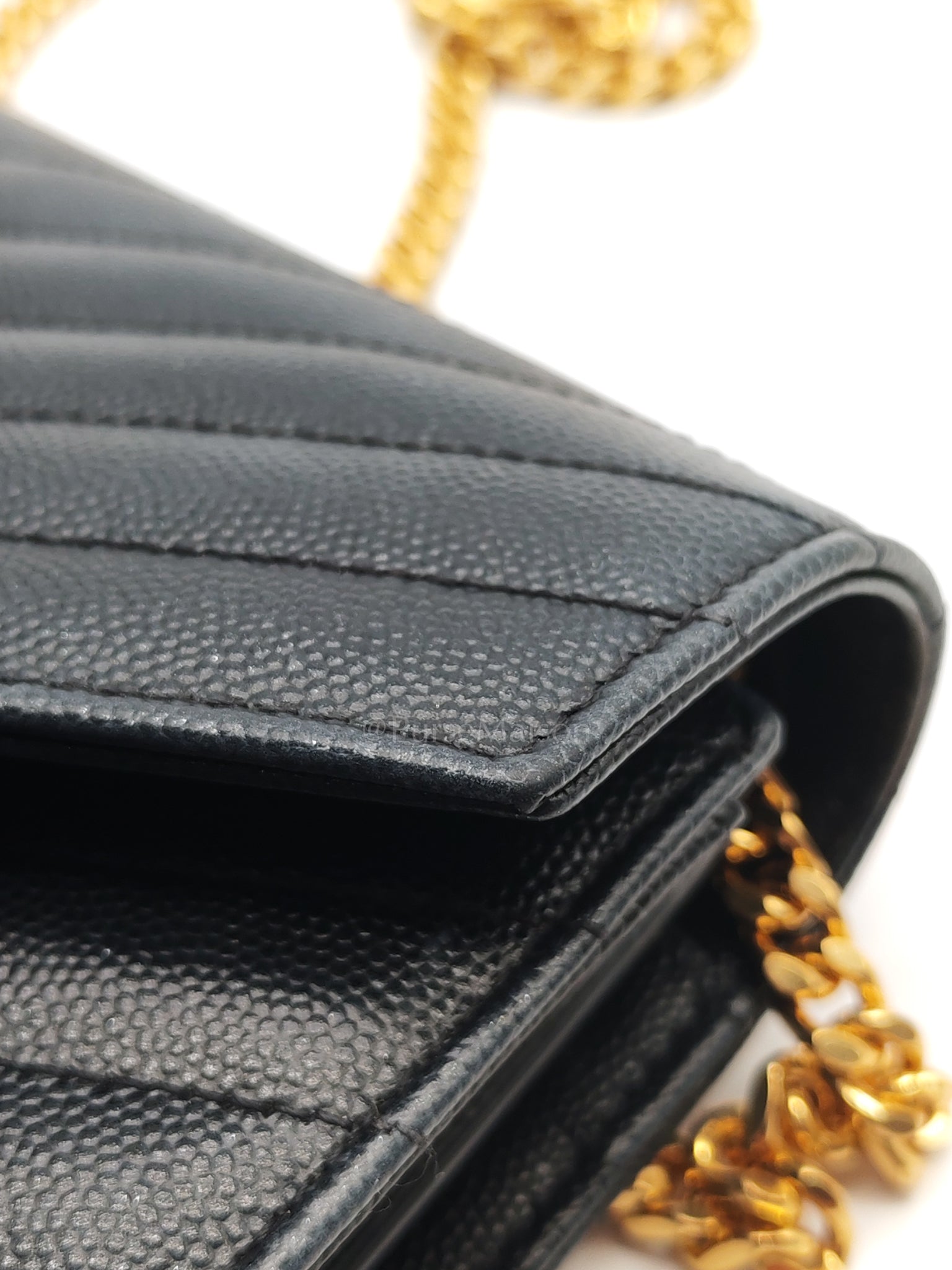Envelope Wallet On Chain (WOC) in Black Chevre Leather Chain Bag | Purse Maison Luxury Bags Shop