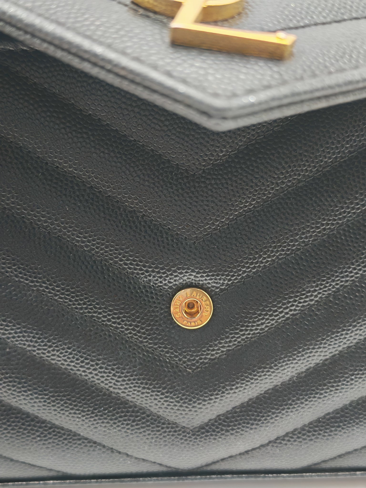 Envelope Wallet On Chain (WOC) in Black Chevre Leather Chain Bag | Purse Maison Luxury Bags Shop