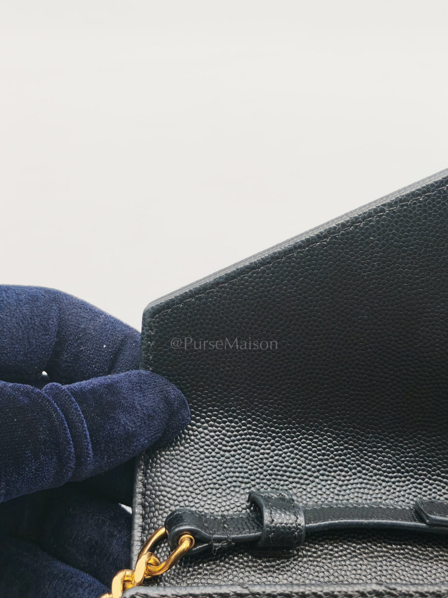 Envelope Wallet On Chain (WOC) in Black Chevre Leather Chain Bag | Purse Maison Luxury Bags Shop