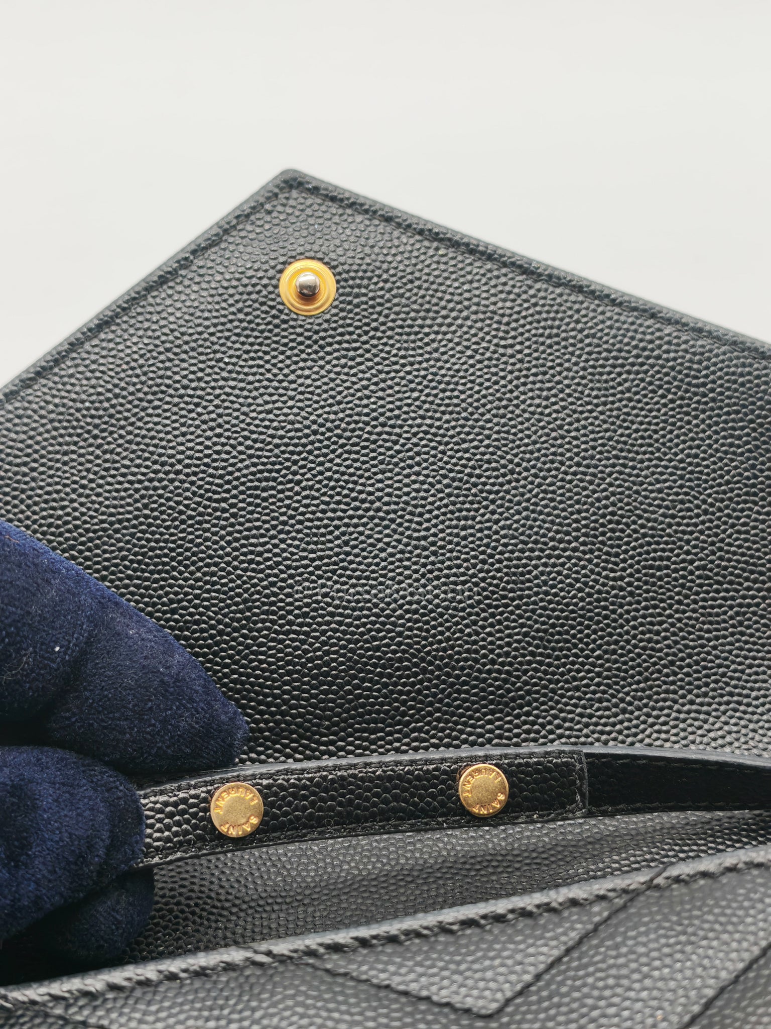 Envelope Wallet On Chain (WOC) in Black Chevre Leather Chain Bag | Purse Maison Luxury Bags Shop