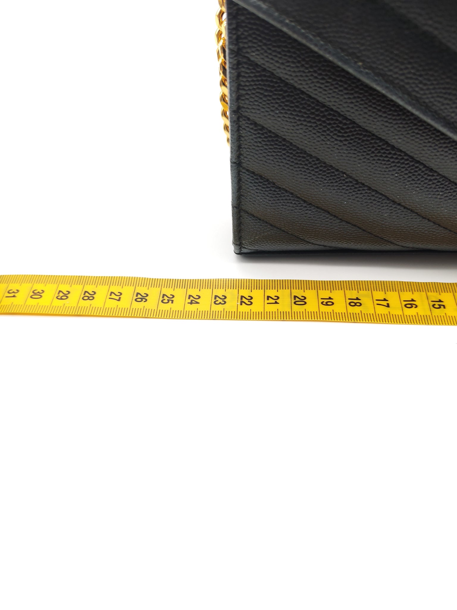 Envelope Wallet On Chain (WOC) in Black Chevre Leather Chain Bag | Purse Maison Luxury Bags Shop