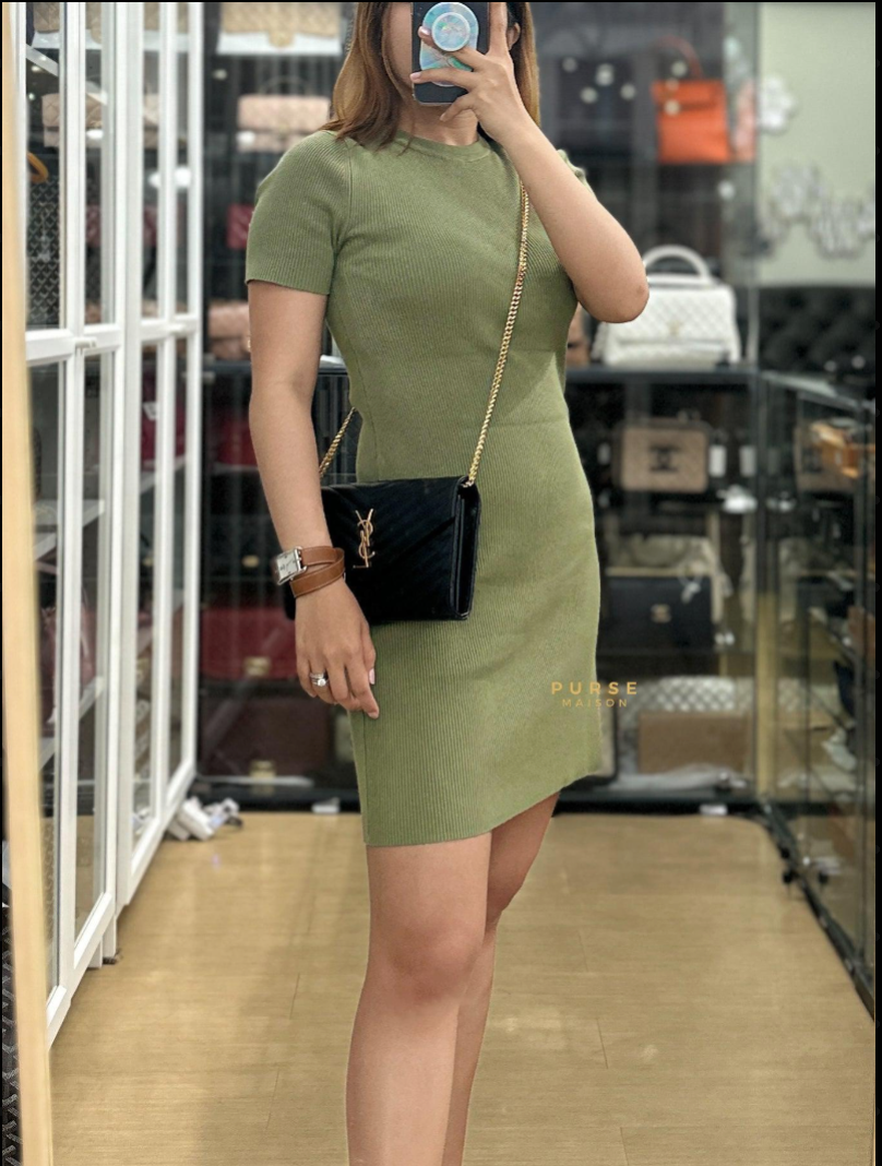 Envelope Wallet On Chain (WOC) in Black Chevre Leather Chain Bag | Purse Maison Luxury Bags Shop