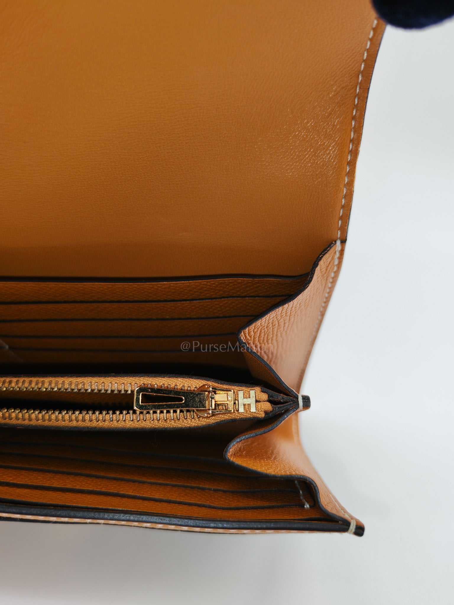Constance To Go in Toffee Epsom Leather & Gold Hardware Stamp D (2019)