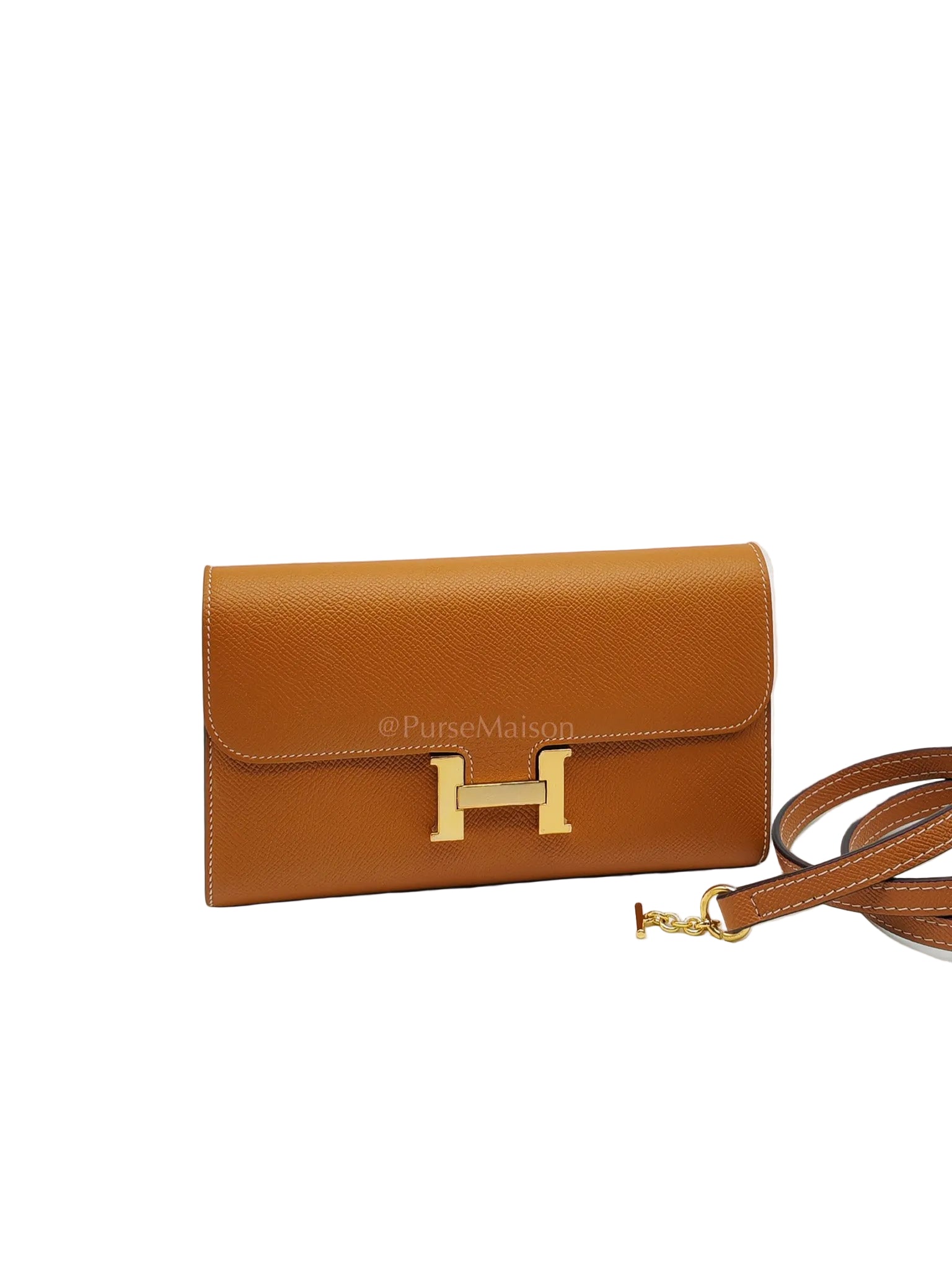 Constance To Go in Toffee Epsom Leather & Gold Hardware Stamp D (2019)