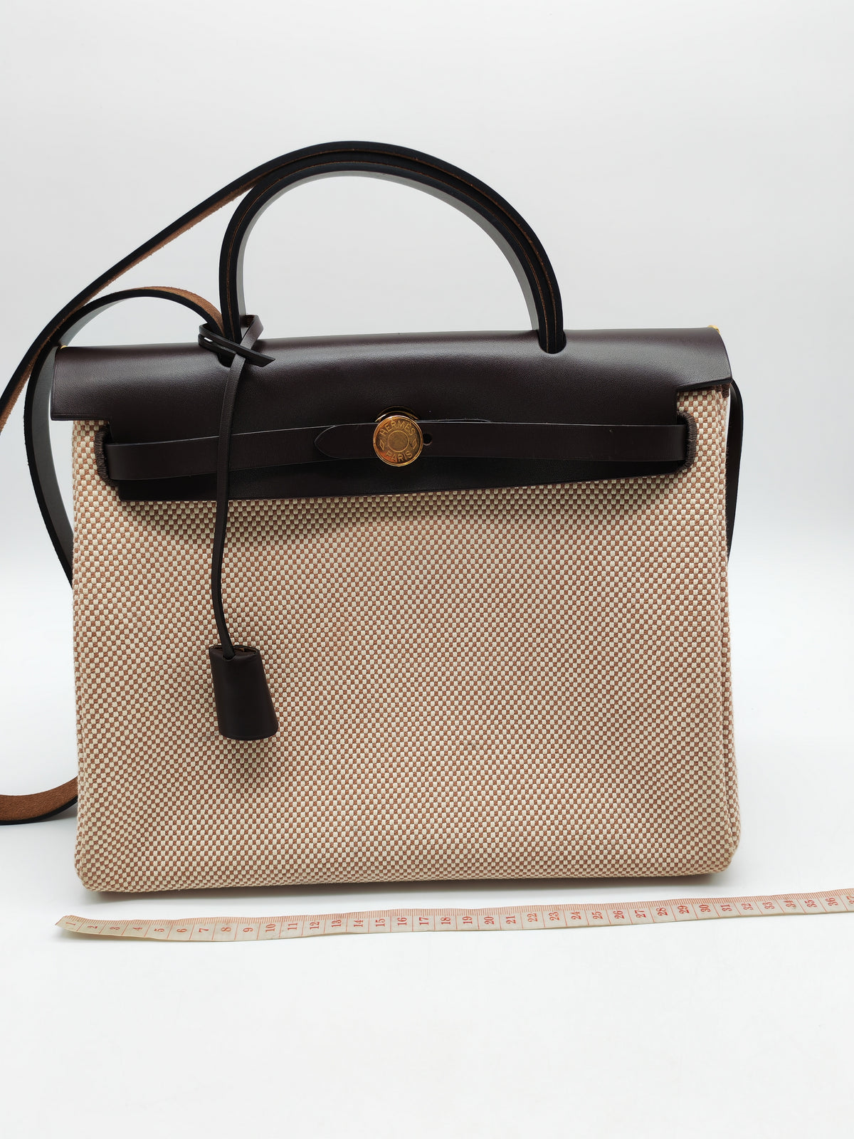 Hermès Herbag Zip PM 31 Ecru, Beige Toile H Ebene Hunter Gold Hardware Stamp W (2024)