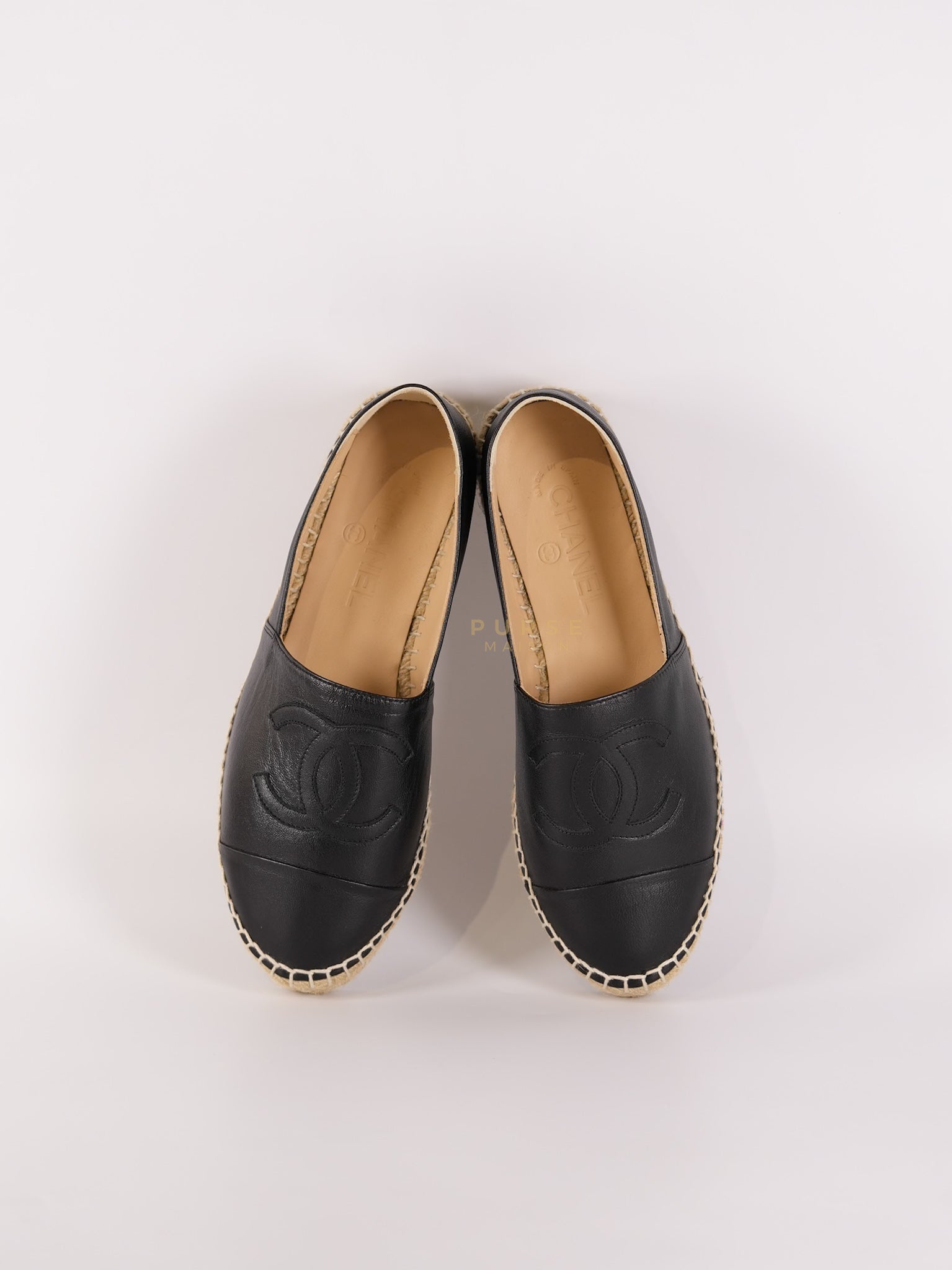 Espadrille Black in Lambskin Leather Size 38 EU (24 cm) | Purse Maison Luxury Bags Shop