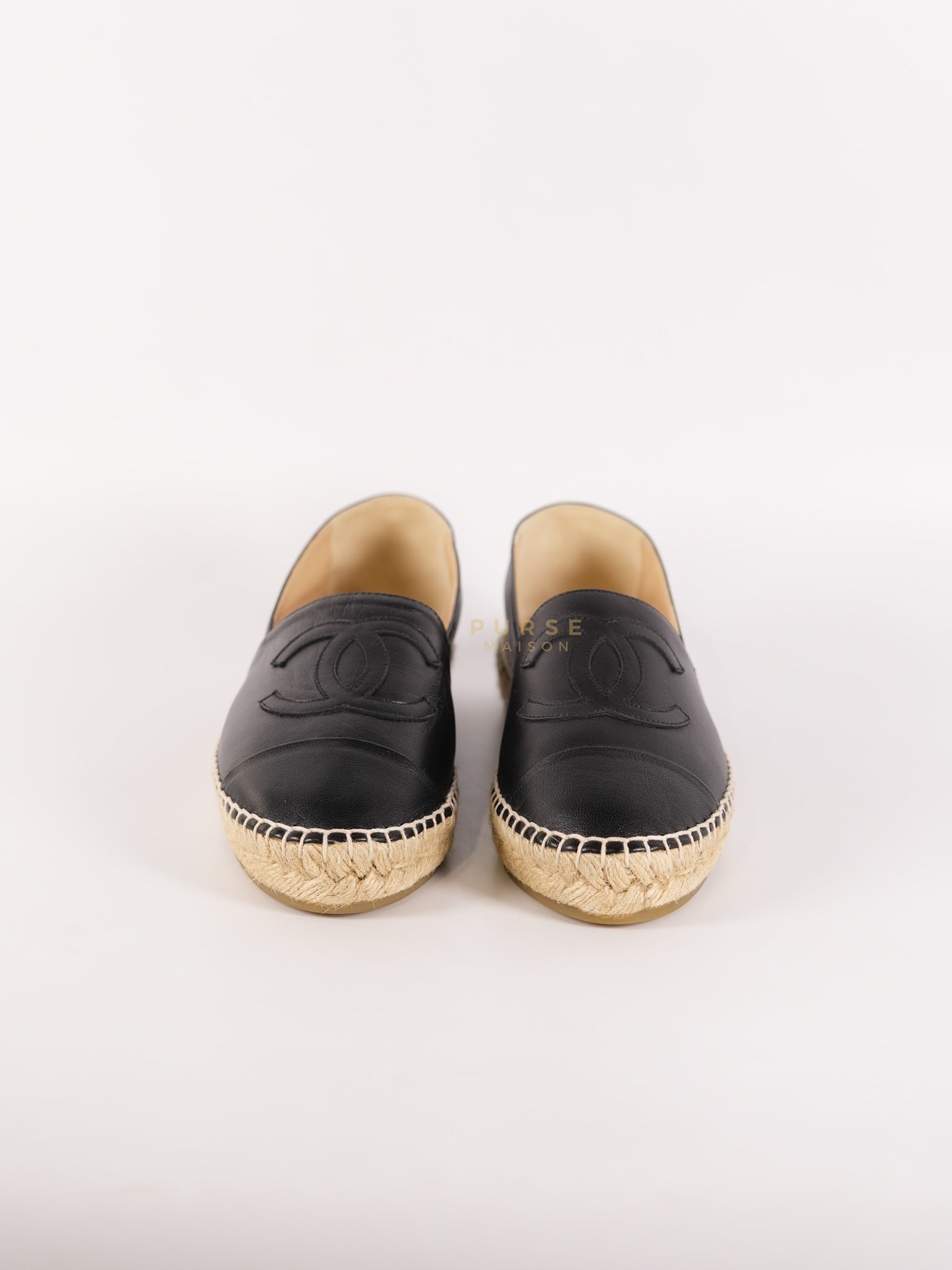 Espadrille Black in Lambskin Leather Size 38 EU (24 cm) | Purse Maison Luxury Bags Shop