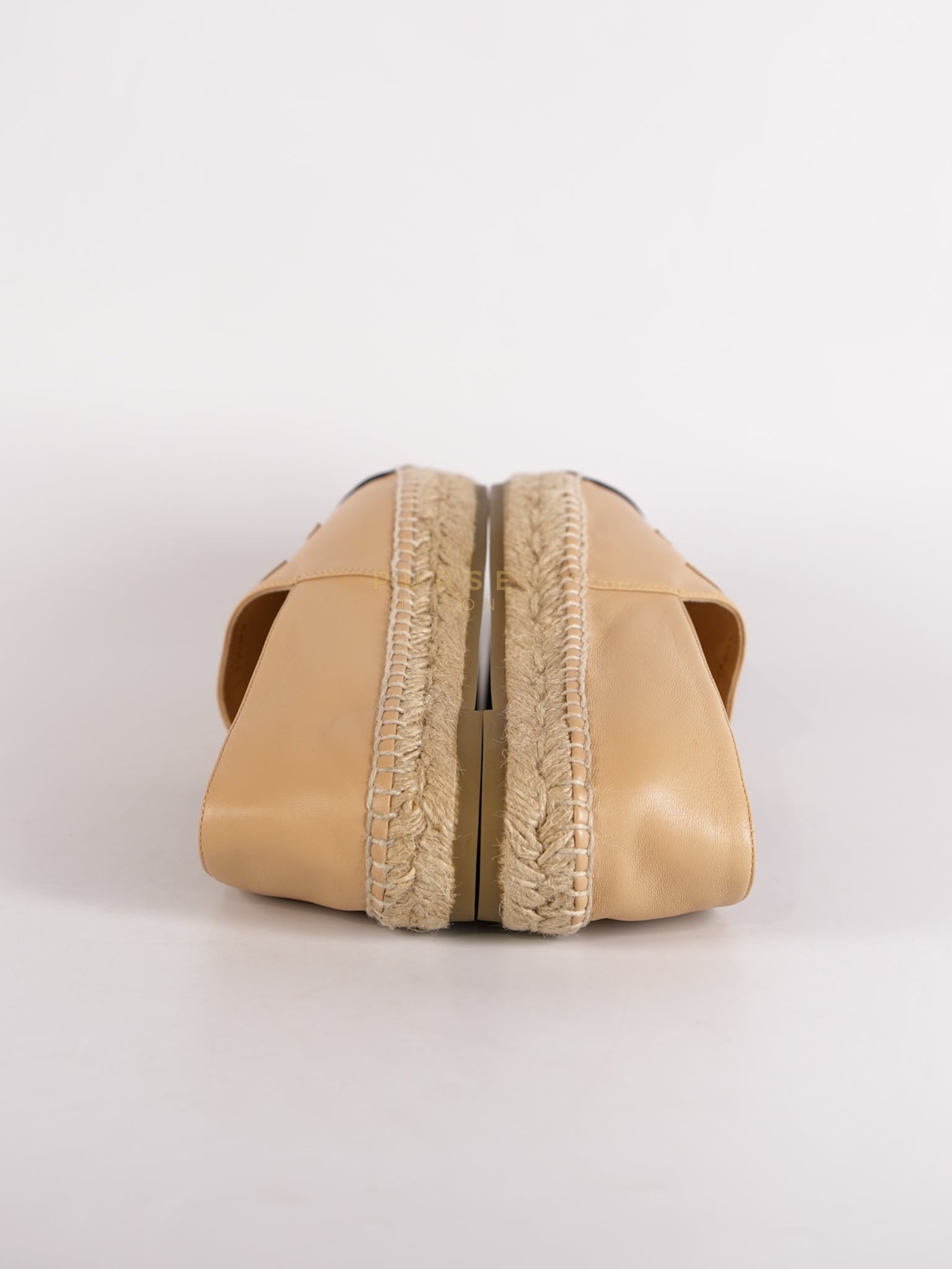 Espadrilles Beige/Black Two-tone Lambskin Leather Size 37 (23cm) | Purse Maison Luxury Bags Shop