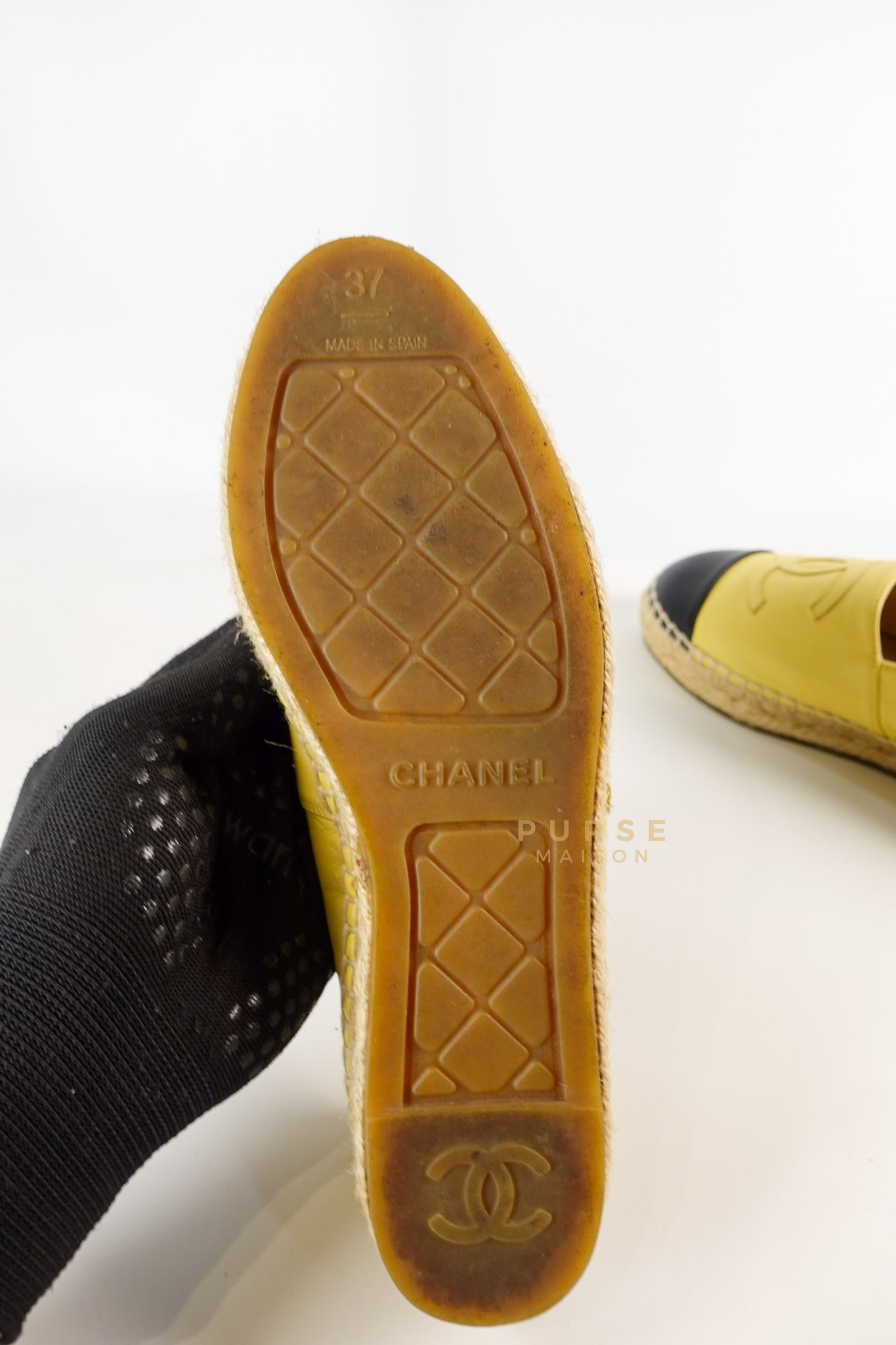 Espadrilles in Yellow & Black Lambskin Size 37 EU | Purse Maison Luxury Bags Shop