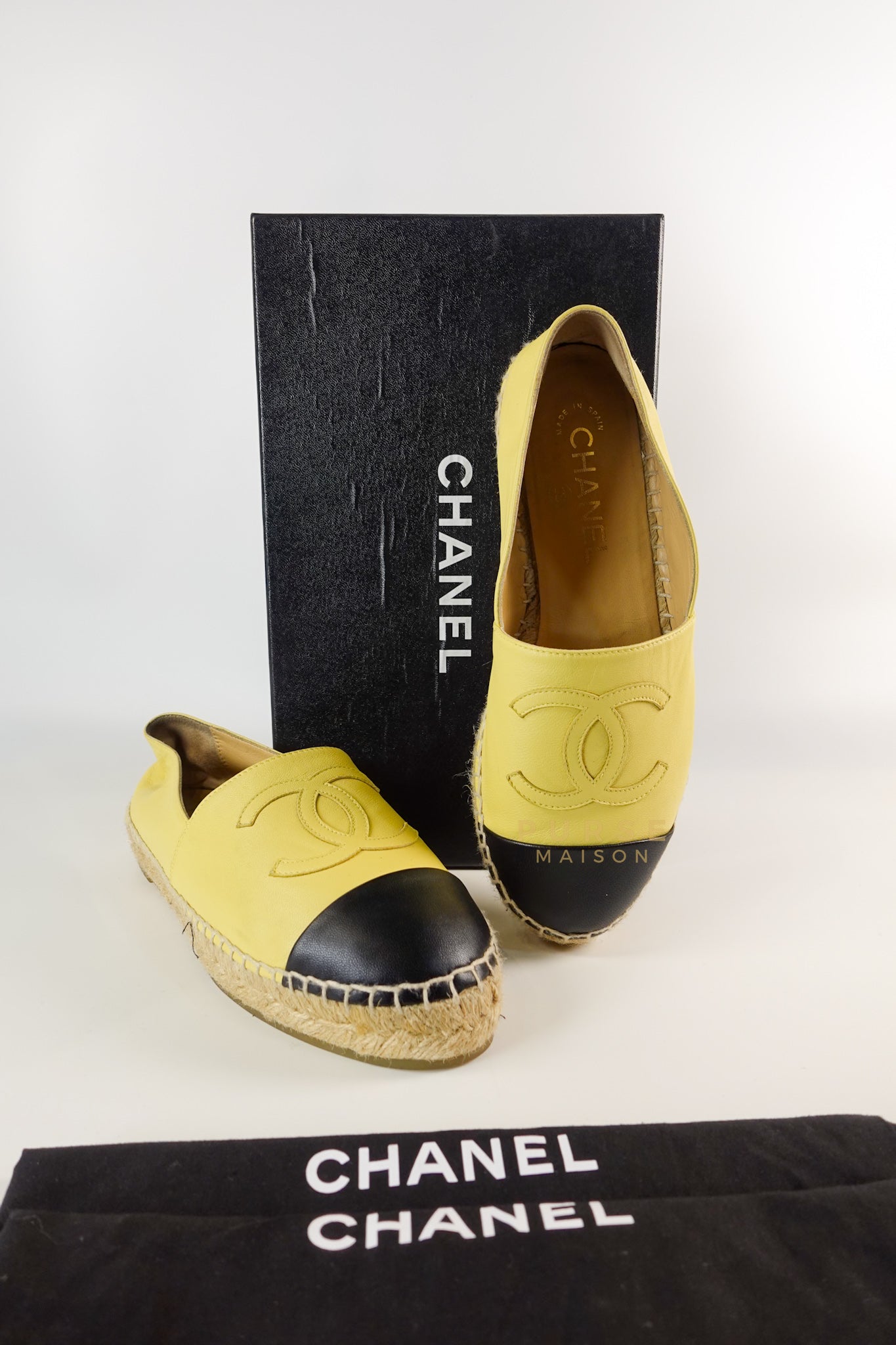 Espadrilles in Yellow & Black Lambskin Size 37 EU | Purse Maison Luxury Bags Shop