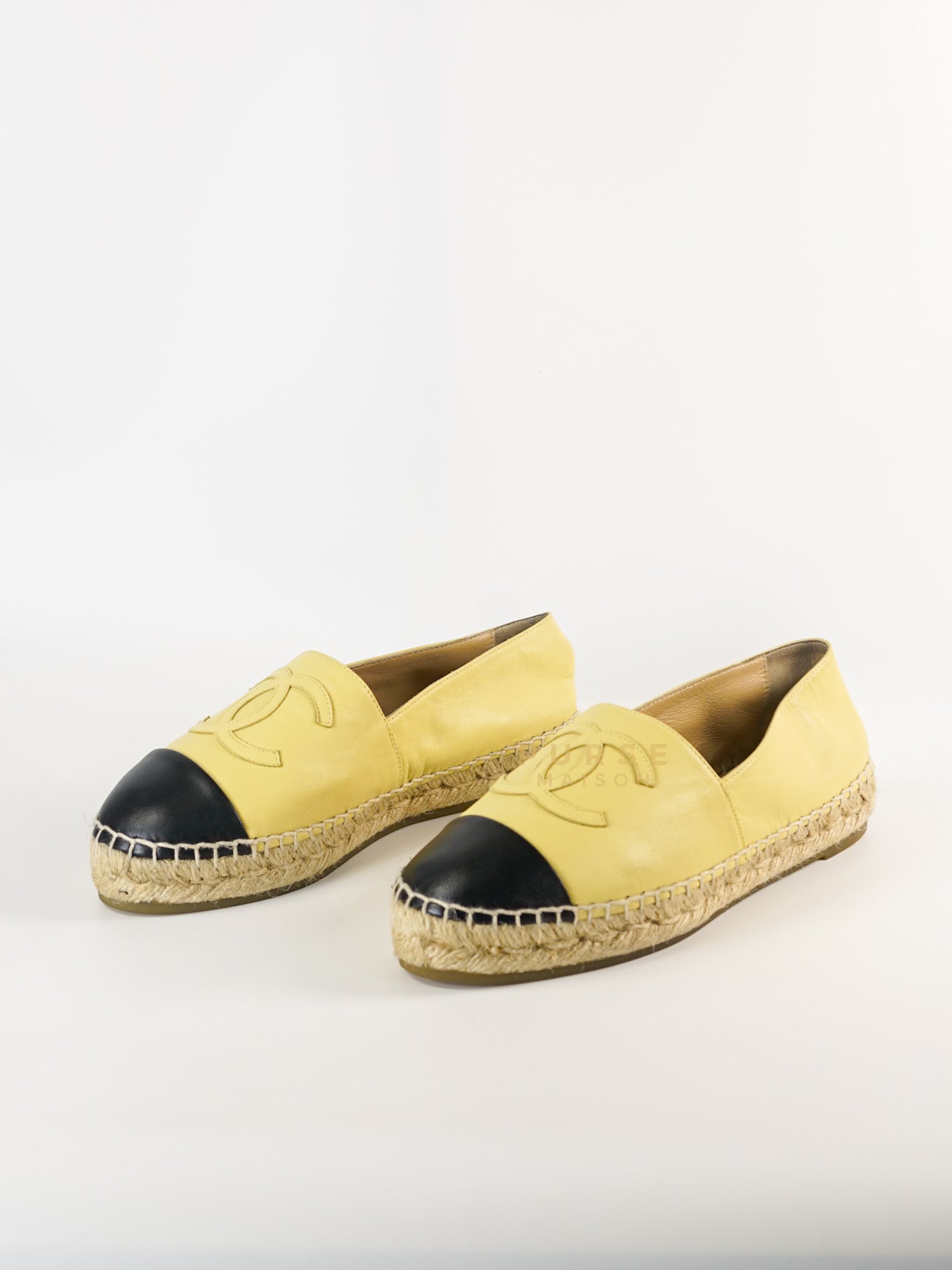 Espadrilles in Yellow & Black Lambskin Size 37 EU | Purse Maison Luxury Bags Shop