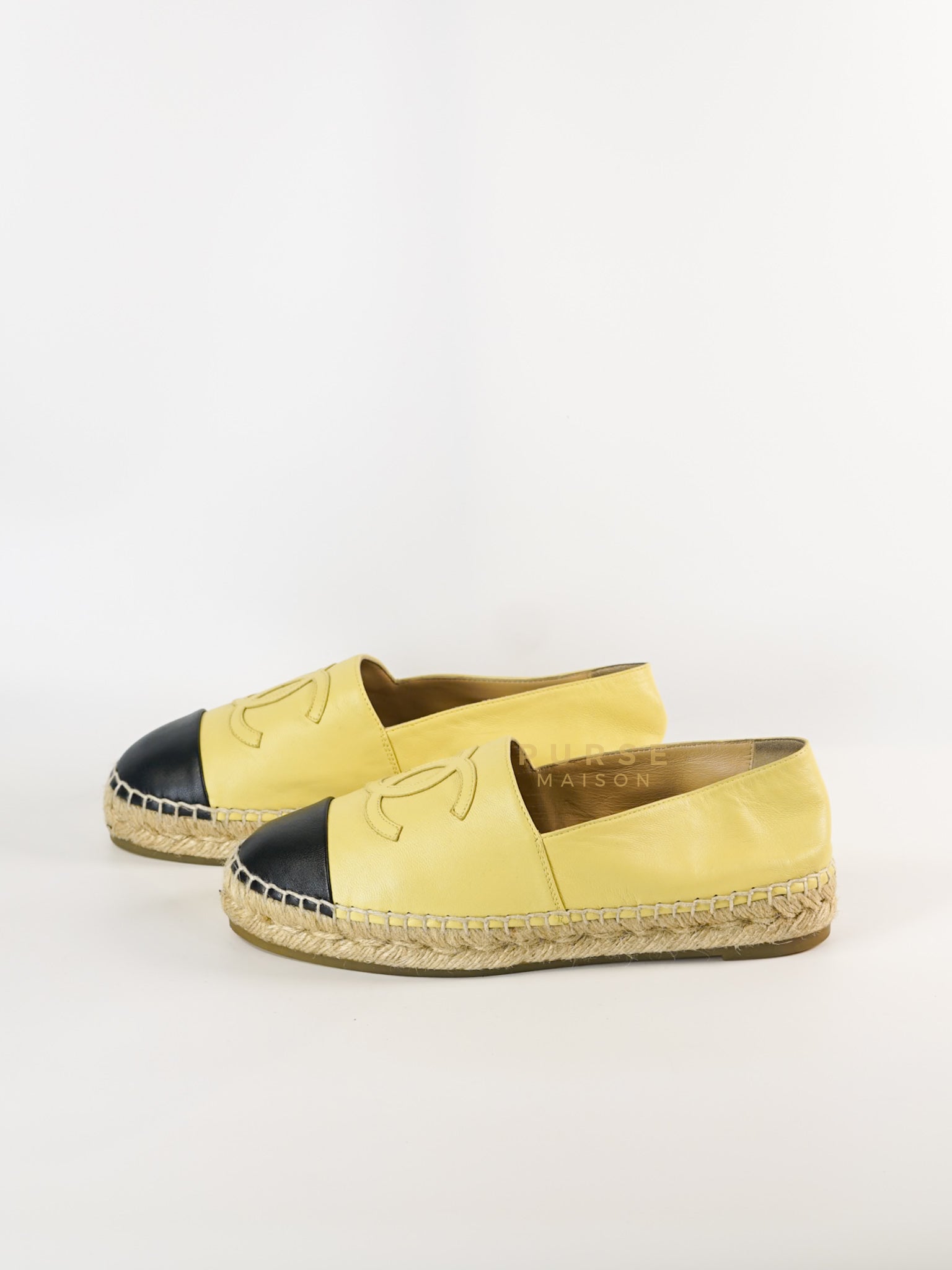 Espadrilles in Yellow & Black Lambskin Size 37 EU | Purse Maison Luxury Bags Shop