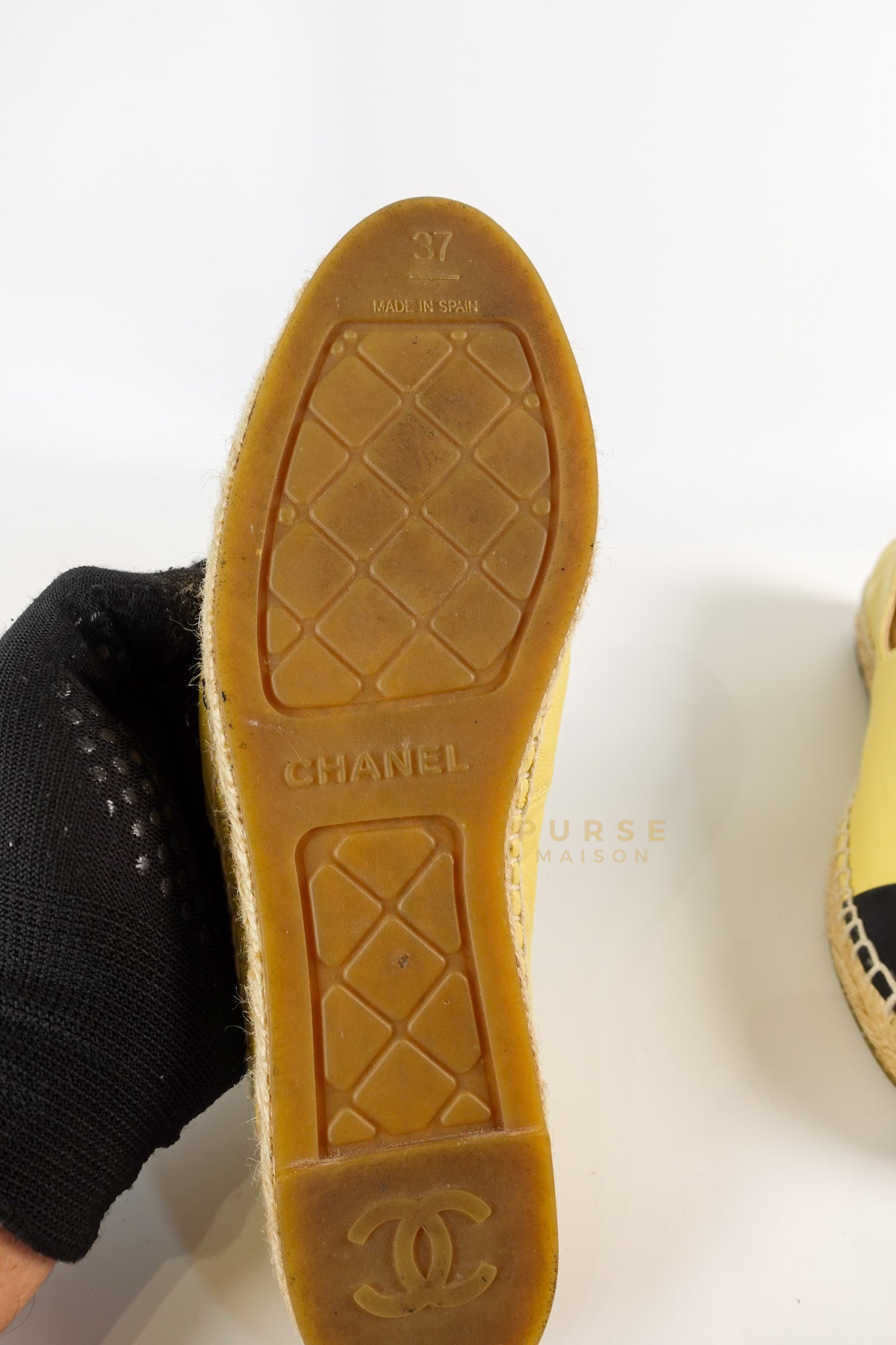 Espadrilles in Yellow & Black Lambskin Size 37 EU | Purse Maison Luxury Bags Shop