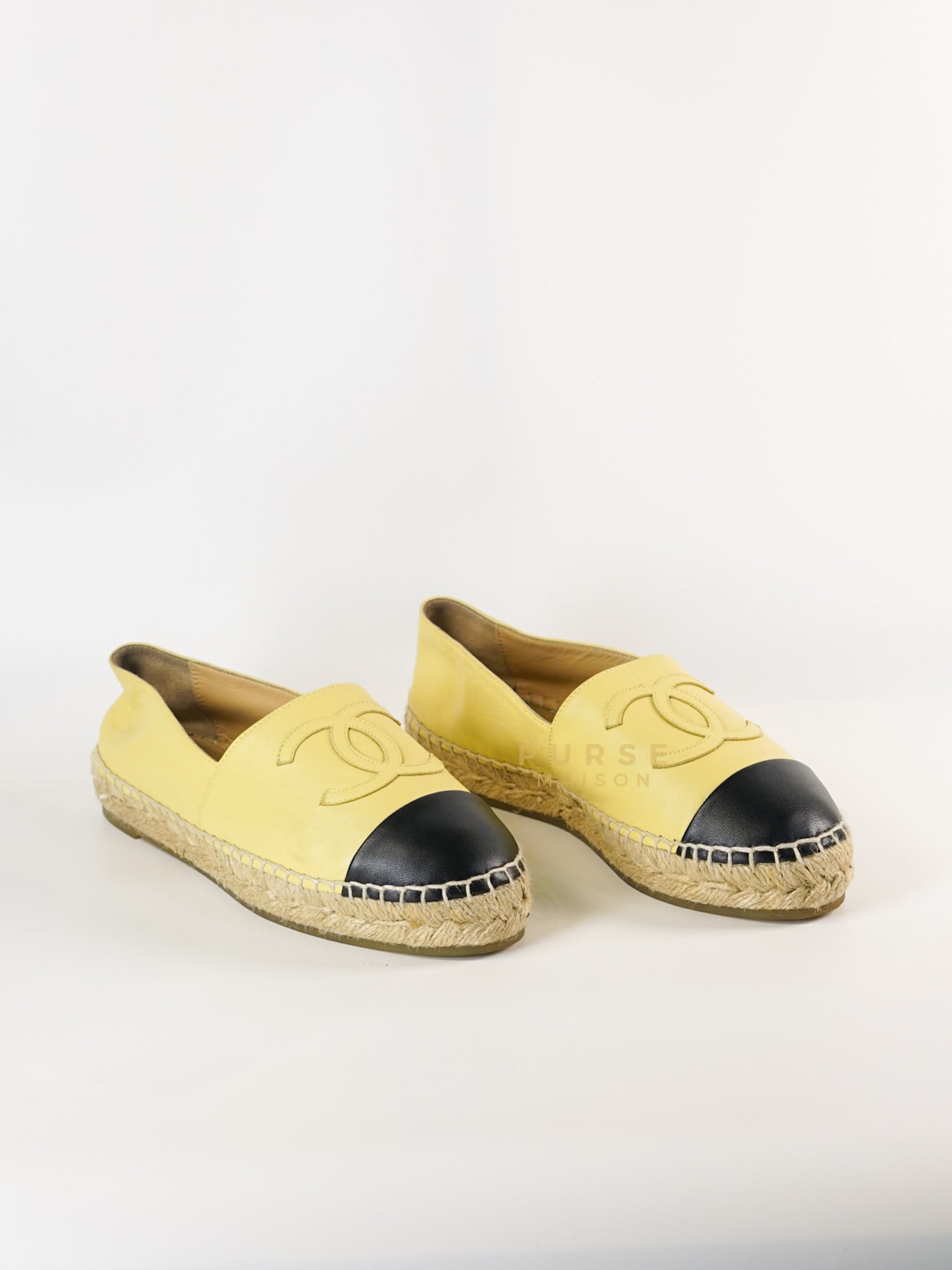 Espadrilles in Yellow & Black Lambskin Size 37 EU | Purse Maison Luxury Bags Shop