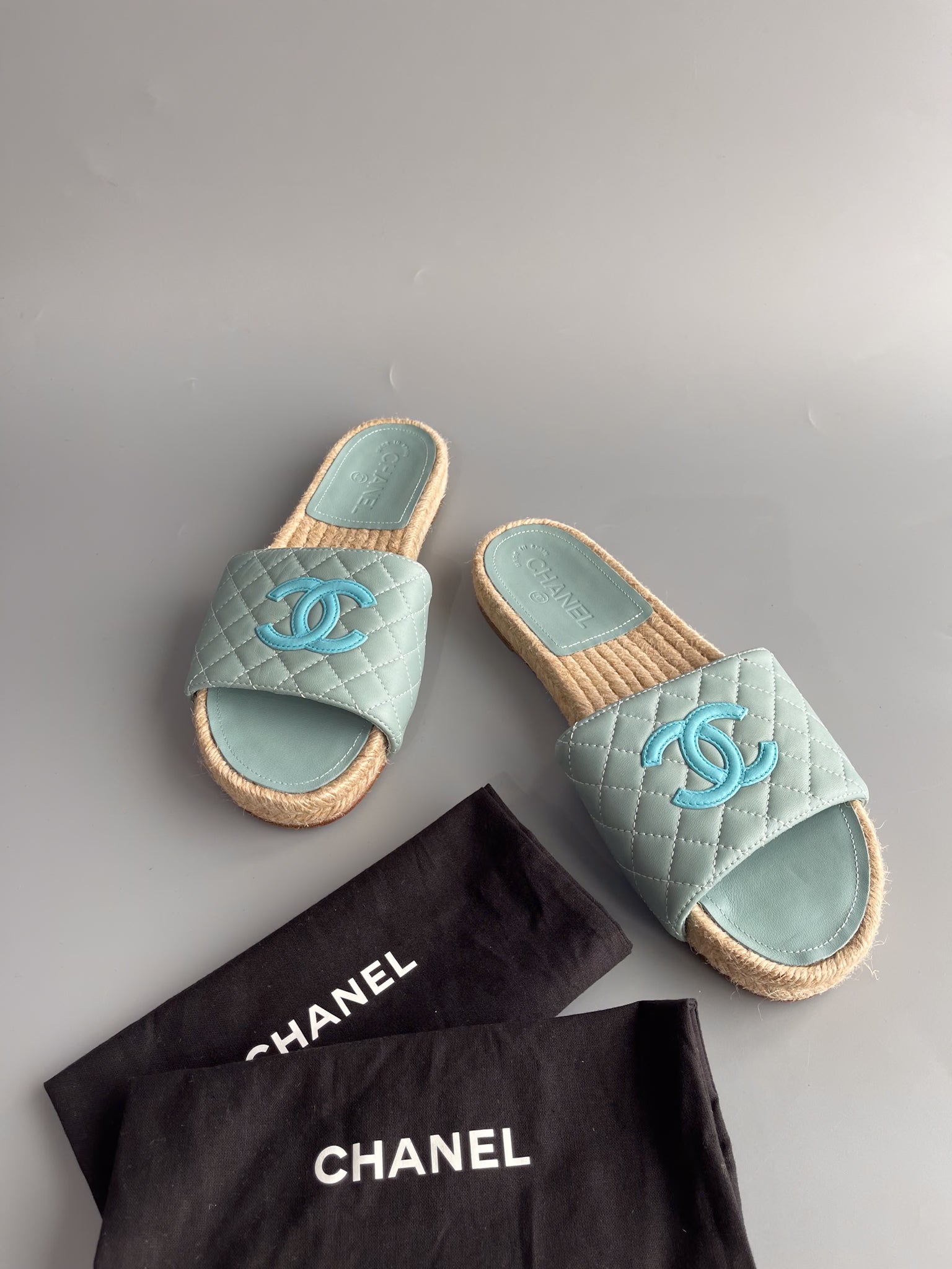 Chanel Espadrilles slides in Turquoise size 40 EU | Purse Maison Luxury Bags Shop