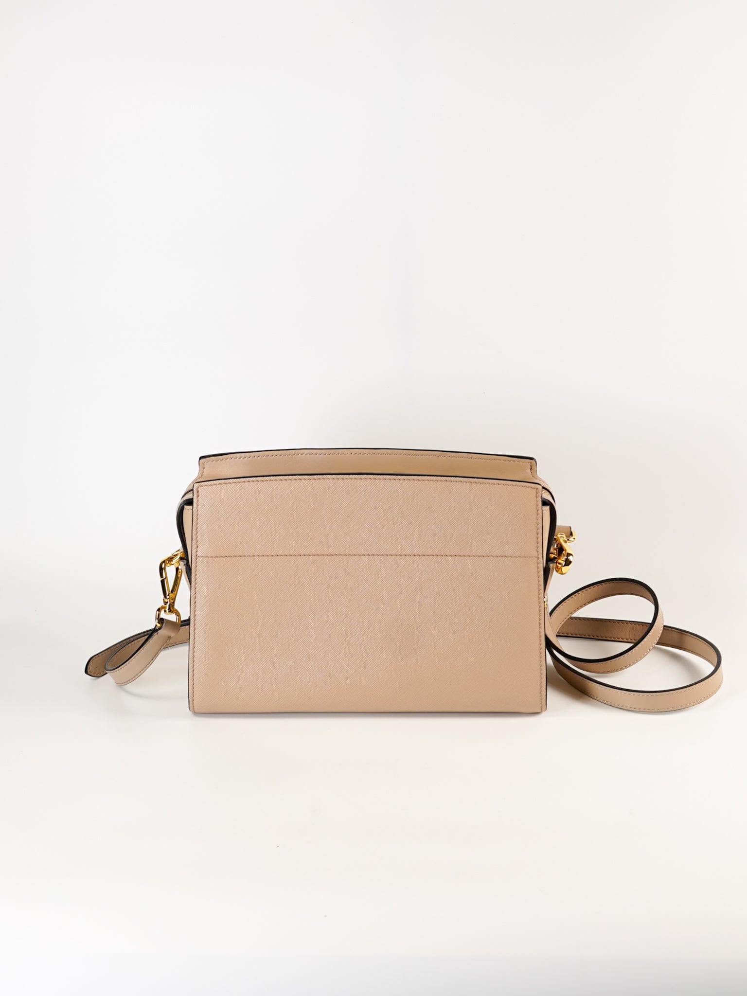 Esplanade Saffiano Leather Crossbody Bag in Nude | Purse Maison Luxury Bags Shop