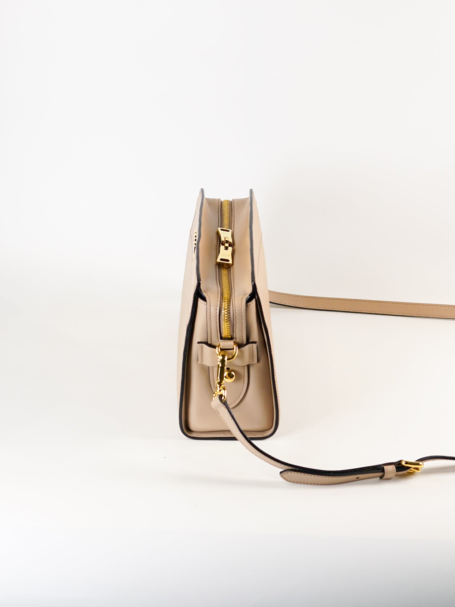 Esplanade Saffiano Leather Crossbody Bag in Nude | Purse Maison Luxury Bags Shop