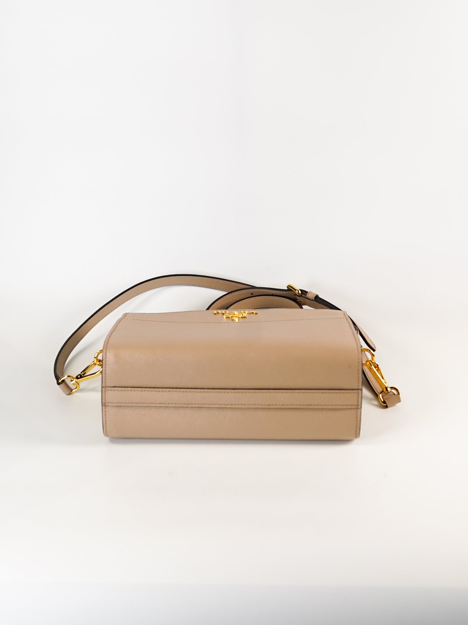 Esplanade Saffiano Leather Crossbody Bag in Nude | Purse Maison Luxury Bags Shop