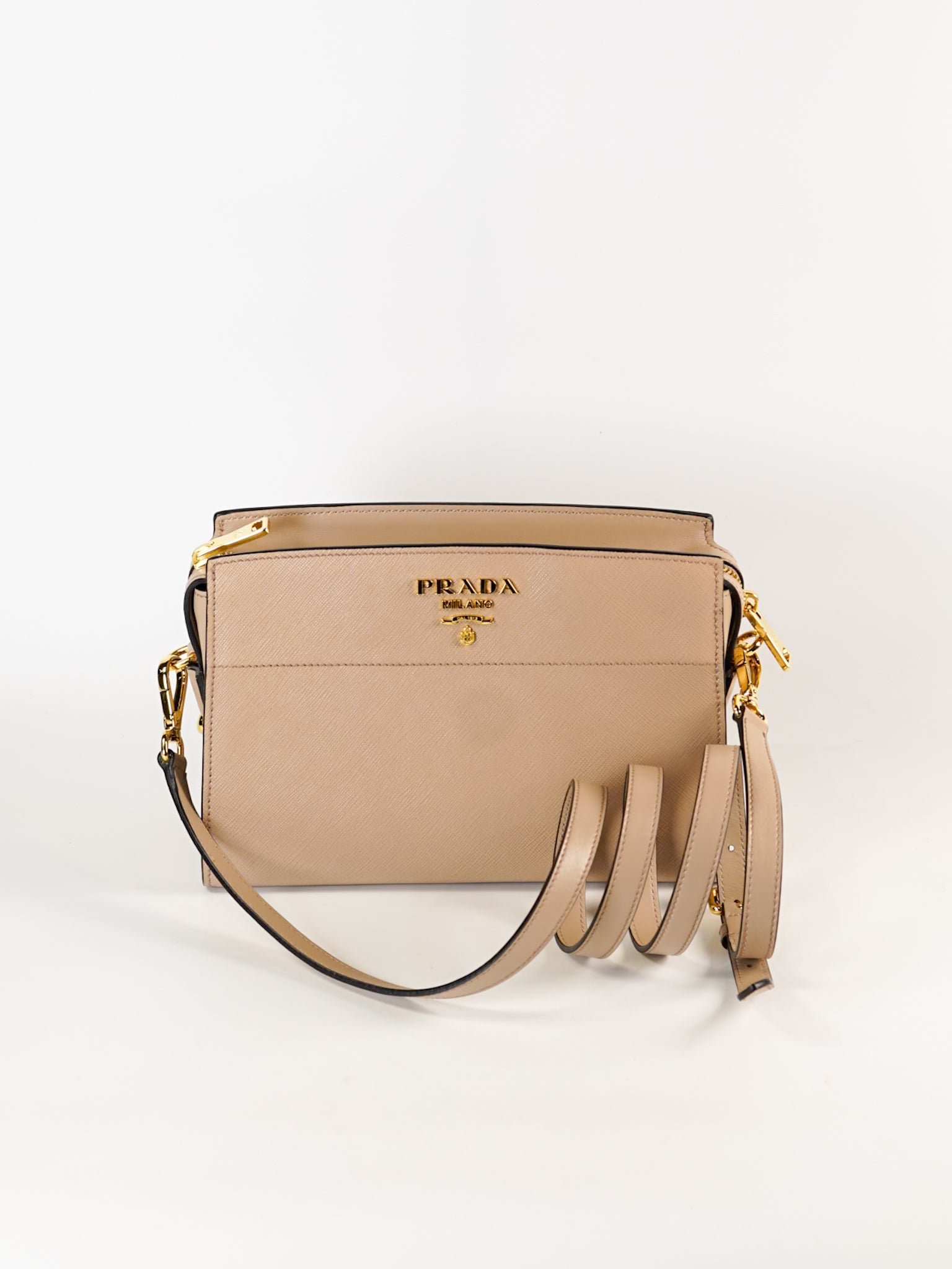 Esplanade Saffiano Leather Crossbody Bag in Nude | Purse Maison Luxury Bags Shop