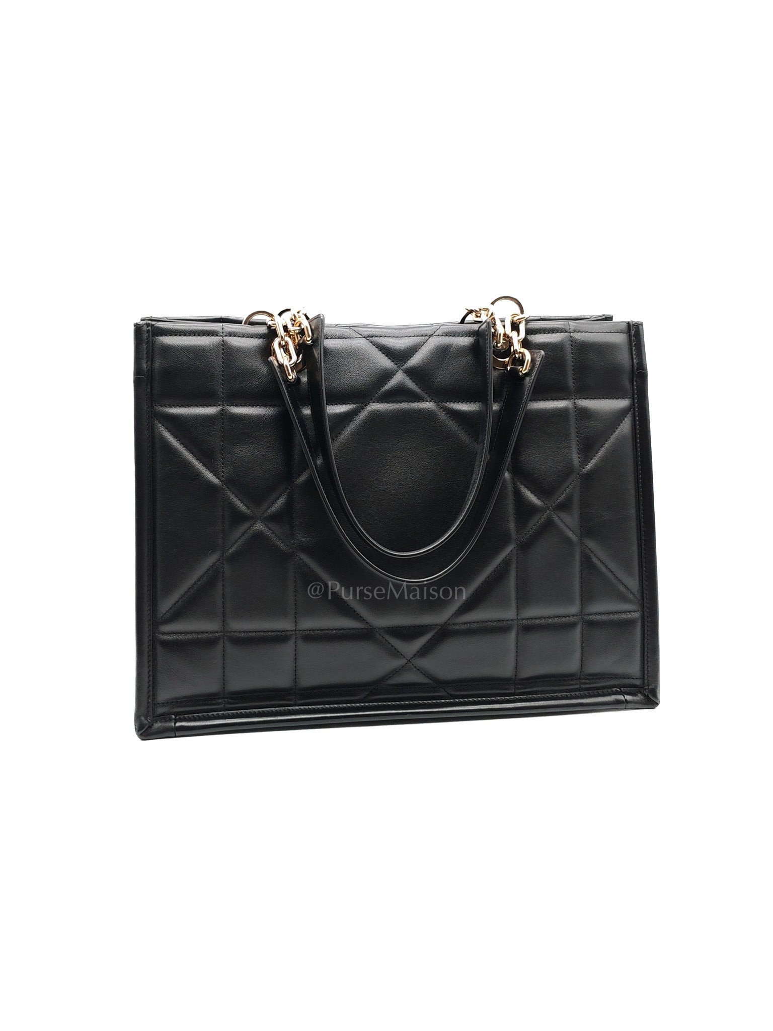Essential Tote Bag in Black Calfskin Leather & Light Gold Hardware | Purse Maison Luxury Bags Shop