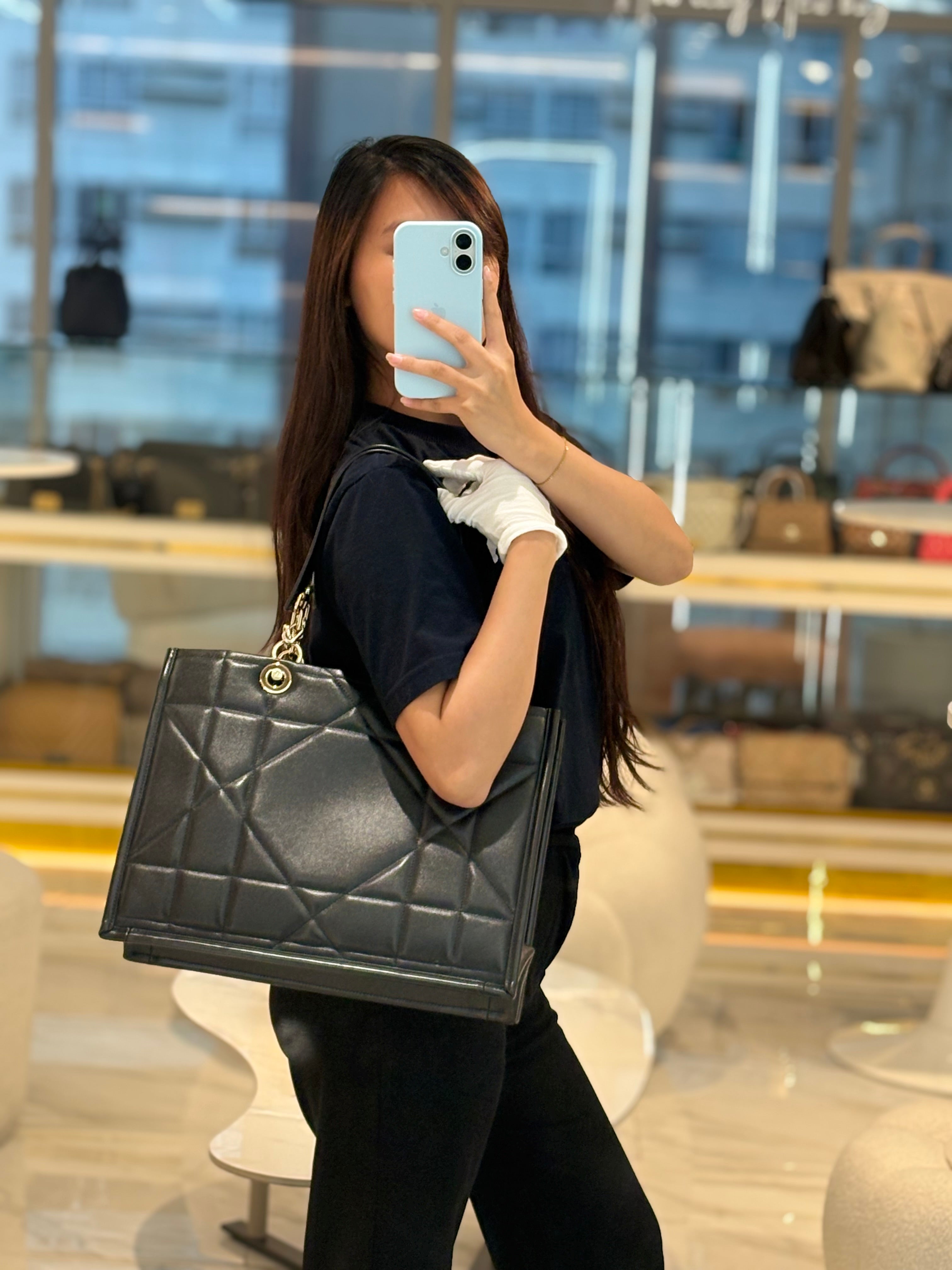 Essential Tote Bag in Black Calfskin Leather & Light Gold Hardware | Purse Maison Luxury Bags Shop