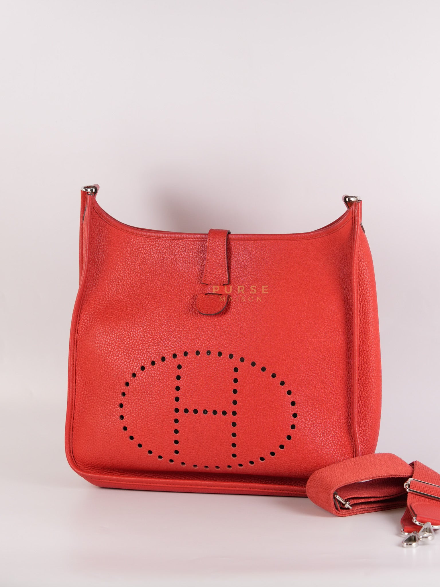 Evelyn GM in Red Clemence Palladium Hardware Stamp X(2017) | Purse Maison Luxury Bags Shop