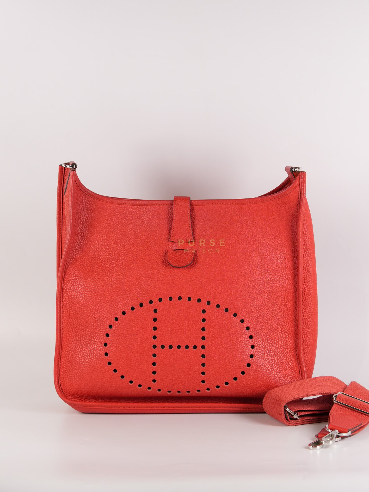 Evelyn GM in Red Clemence Palladium Hardware Stamp X(2017) | Purse Maison Luxury Bags Shop