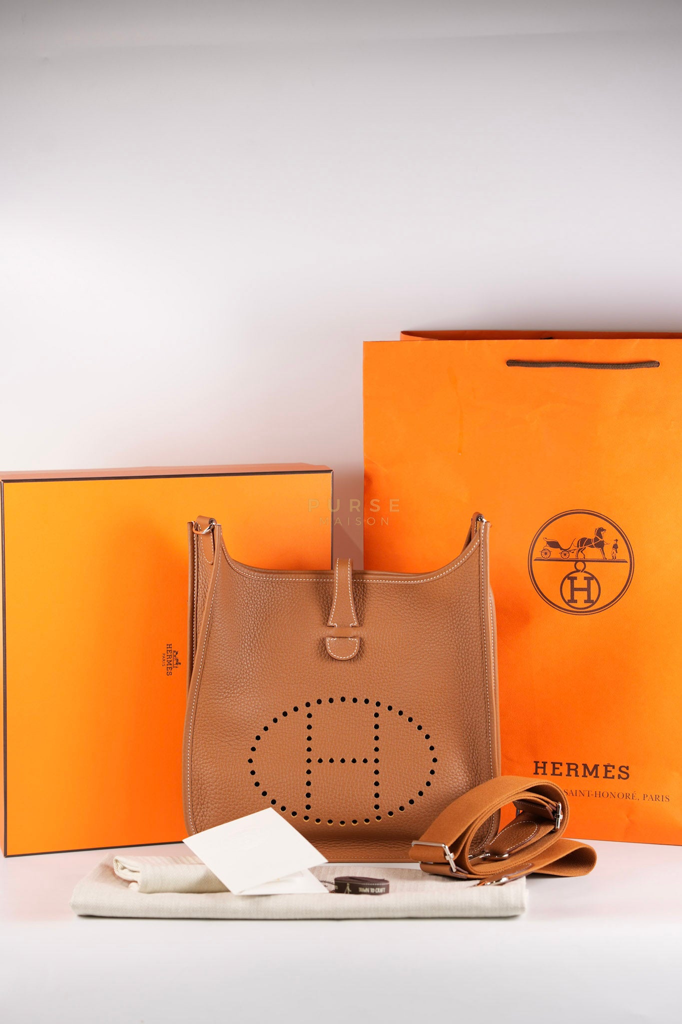 Evelyn III PM Gold in Clemence Leather and Palladium Hardware Stamp K (2025) | Purse Maison Luxury Bags Shop