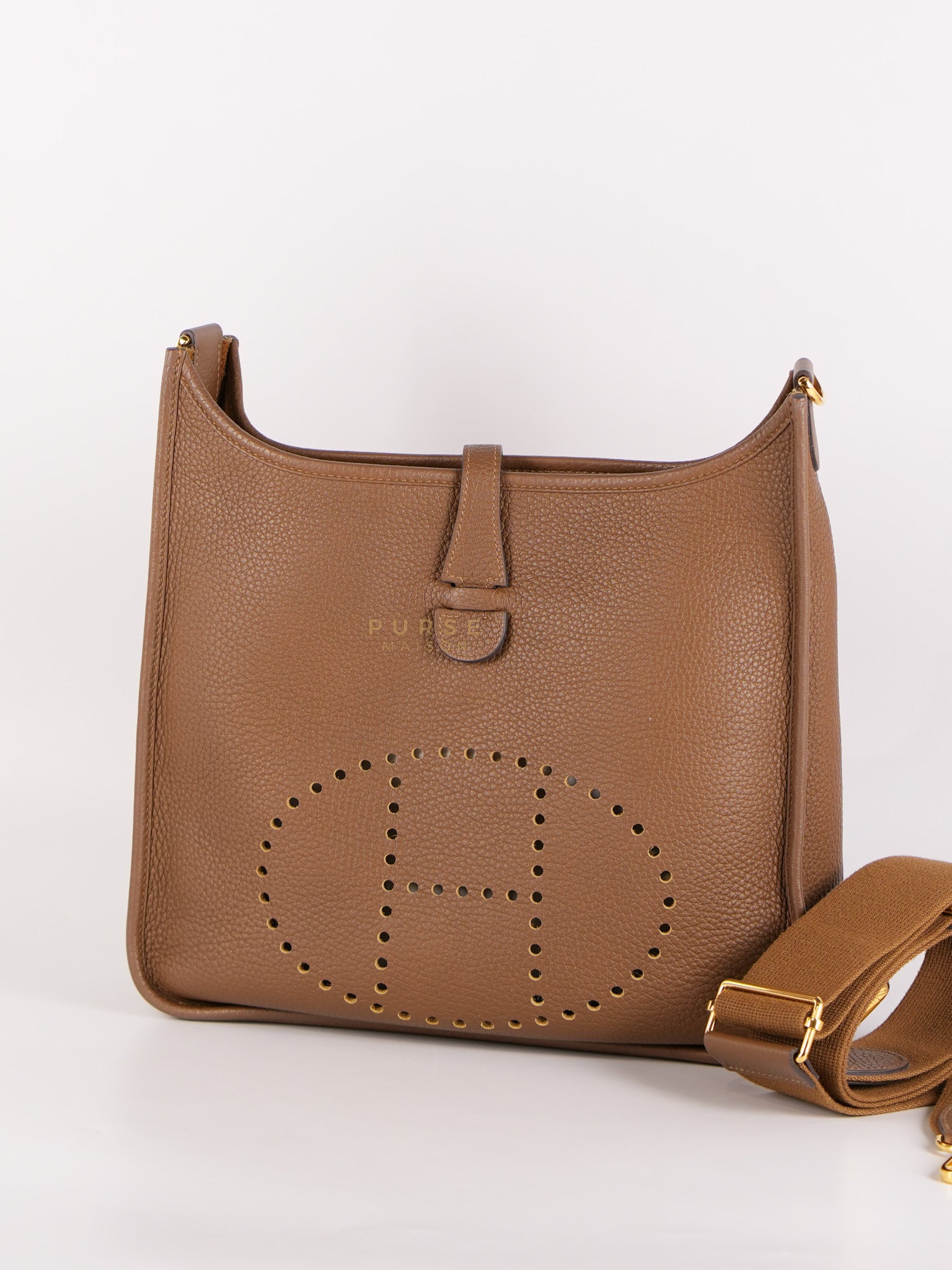 Evelyn PM Beige de Weimar in Clemence Leather and Gold Hardware Stamp Z (2021) | Purse Maison Luxury Bags Shop