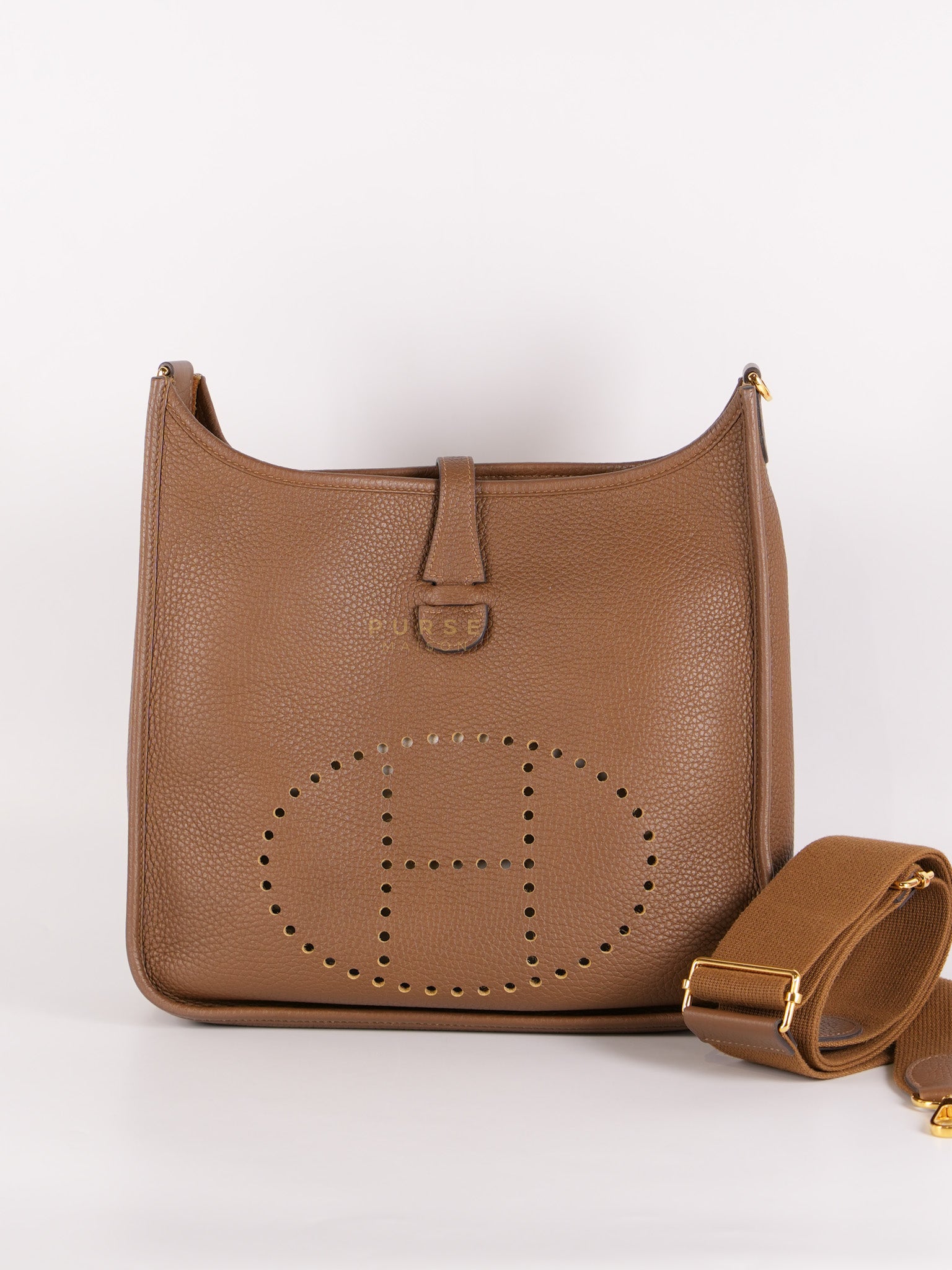 Evelyn PM Beige de Weimar in Clemence Leather and Gold Hardware Stamp Z (2021) | Purse Maison Luxury Bags Shop
