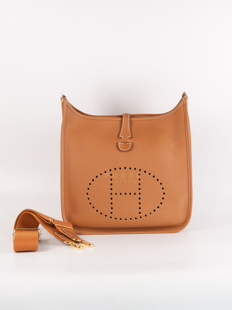 Evelyn PM in Gold Clemence Leather and Gold Hardware Stamp W (2024) | Purse Maison Luxury Bags Shop