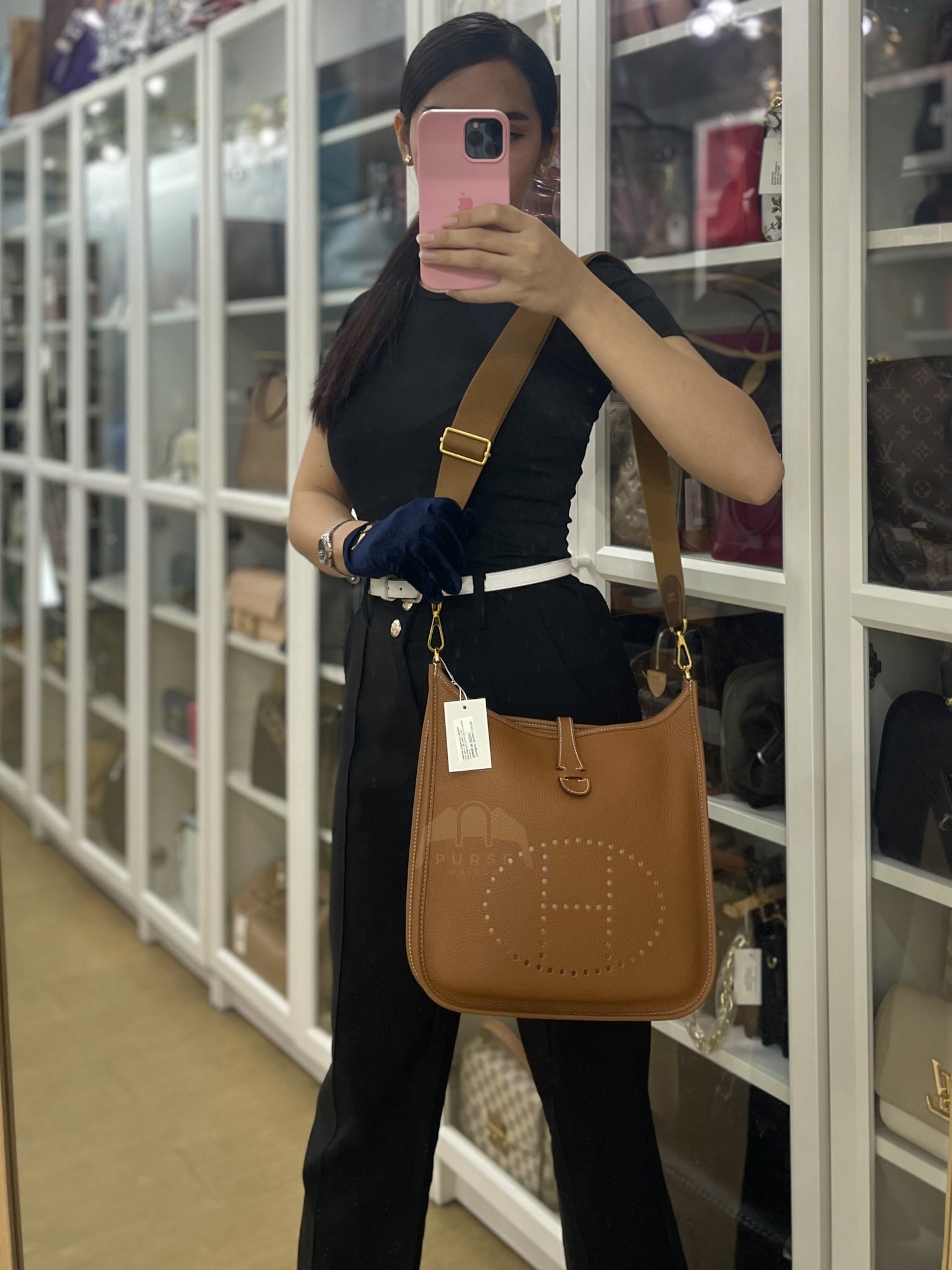 Evelyn PM in Gold Clemence Leather and Gold Hardware Stamp W (2024) | Purse Maison Luxury Bags Shop