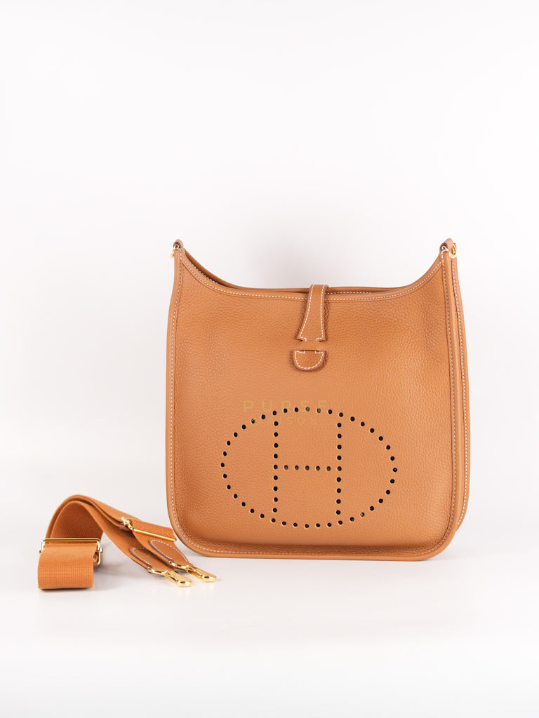 Evelyn PM in Gold Clemence Leather and Gold Hardware Stamp W (2024) | Purse Maison Luxury Bags Shop