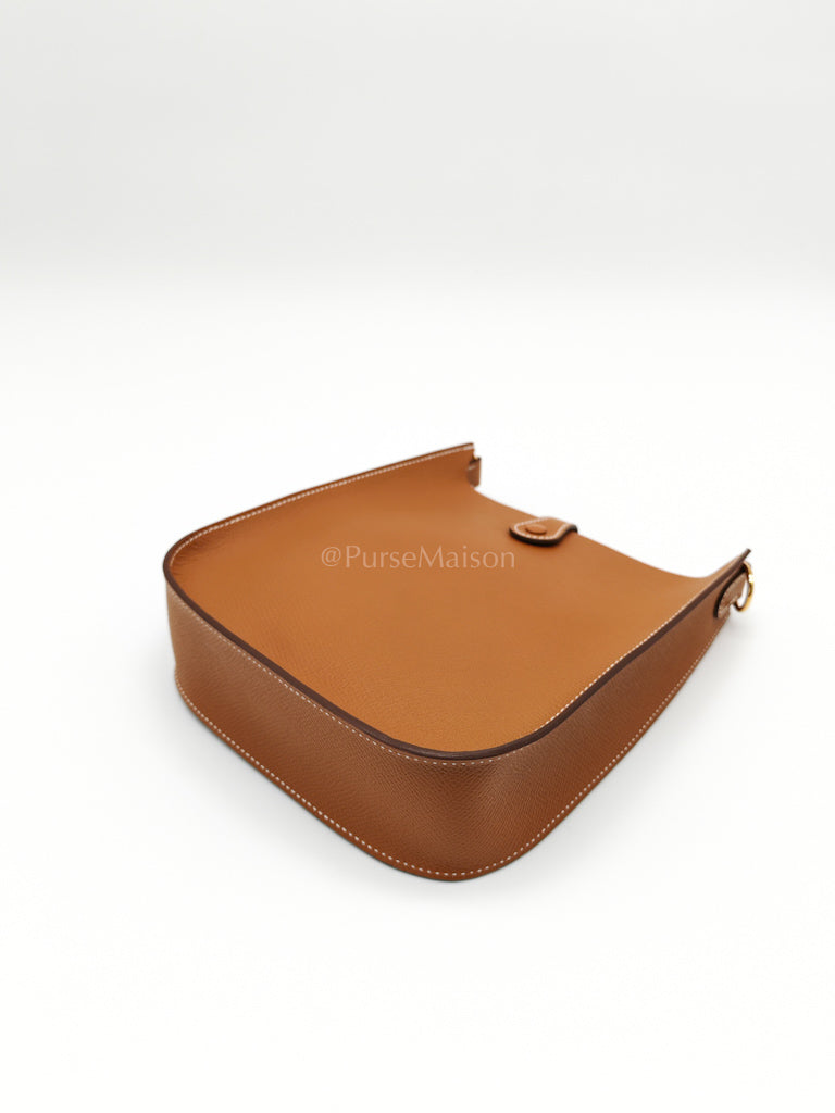 Evelyne 16 TPM (New Version) Sellier in Gold Epsom Leather and Gold Hardware Stamp K (2025) | Purse Maison Luxury Bags Shop