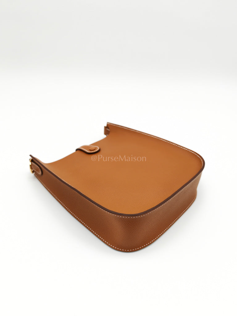 Evelyne 16 TPM (New Version) Sellier in Gold Epsom Leather and Gold Hardware Stamp K (2025) | Purse Maison Luxury Bags Shop