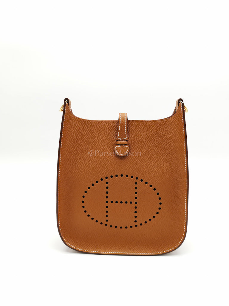 Evelyne 16 TPM (New Version) Sellier in Gold Epsom Leather and Gold Hardware Stamp K (2025) | Purse Maison Luxury Bags Shop