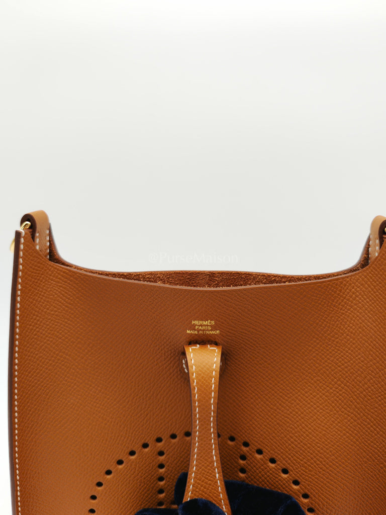 Evelyne 16 TPM (New Version) Sellier in Gold Epsom Leather and Gold Hardware Stamp K (2025) | Purse Maison Luxury Bags Shop
