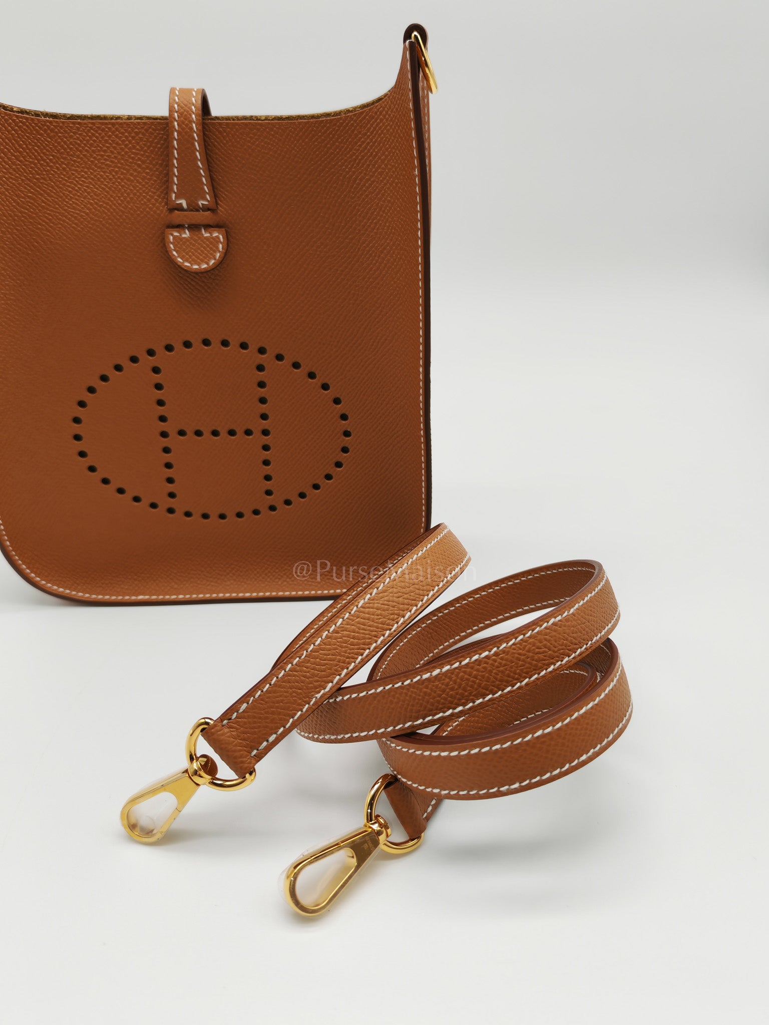 Evelyne 16 TPM Sellier in Gold Epsom Leather and Gold Hardware Stamp K (2025) | Purse Maison Luxury Bags Shop