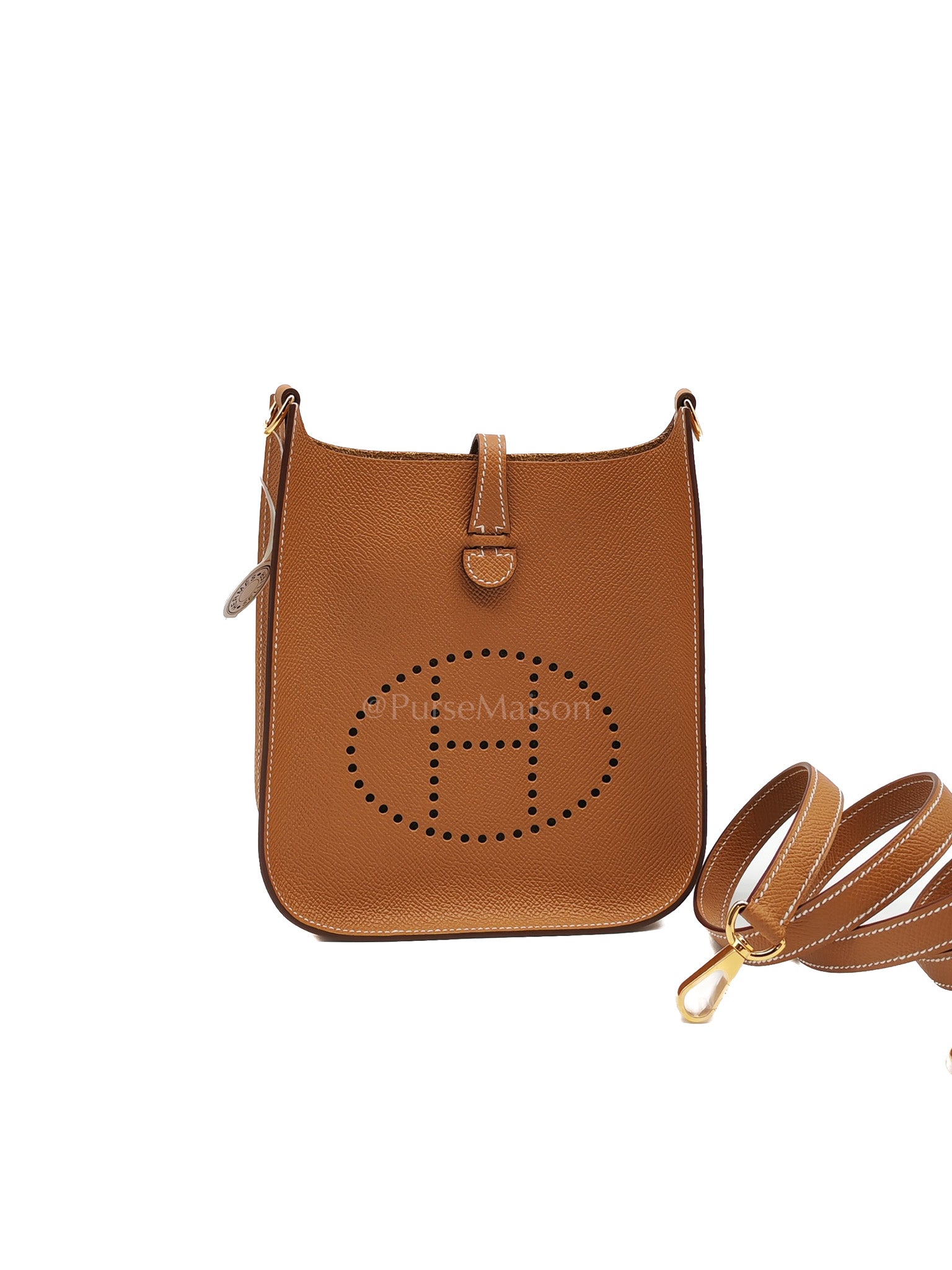 Evelyne 16 TPM Sellier in Gold Epsom Leather and Gold Hardware Stamp K (2025) | Purse Maison Luxury Bags Shop