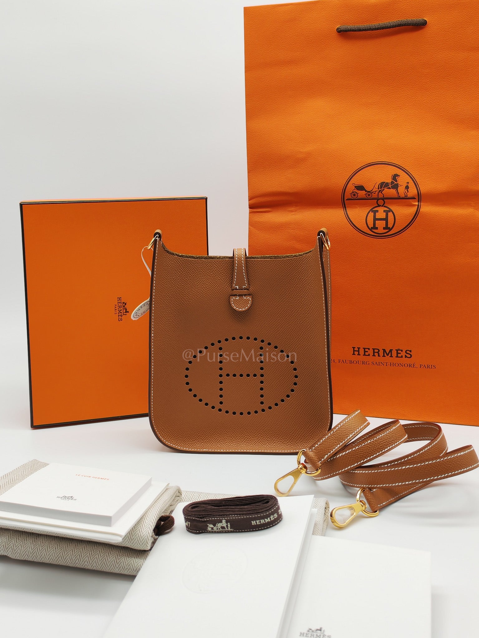 Evelyne 16 TPM Sellier in Gold Epsom Leather and Gold Hardware Stamp K (2025) | Purse Maison Luxury Bags Shop