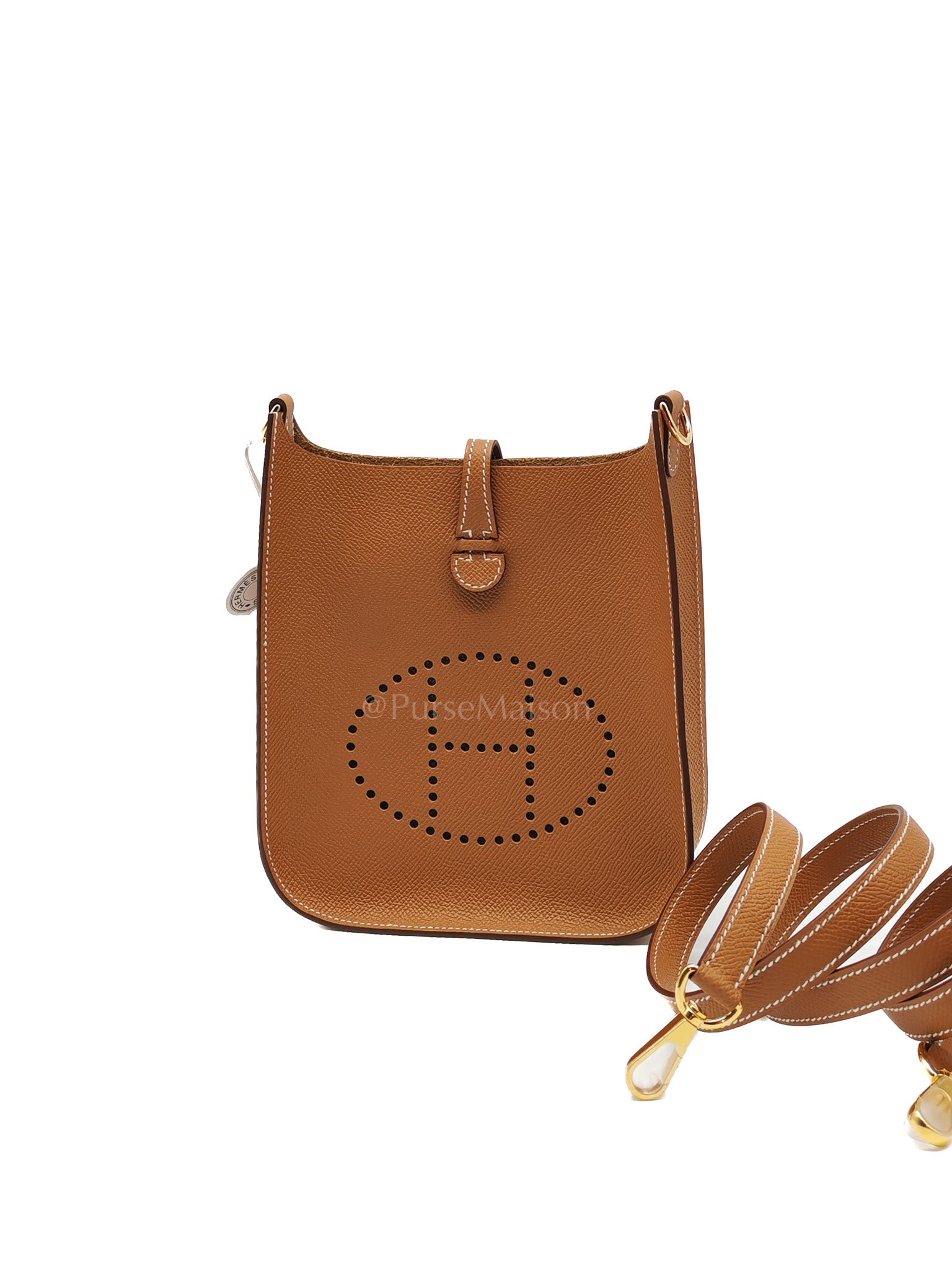 Evelyne 16 TPM Sellier in Gold Epsom Leather and Gold Hardware Stamp K (2025) | Purse Maison Luxury Bags Shop