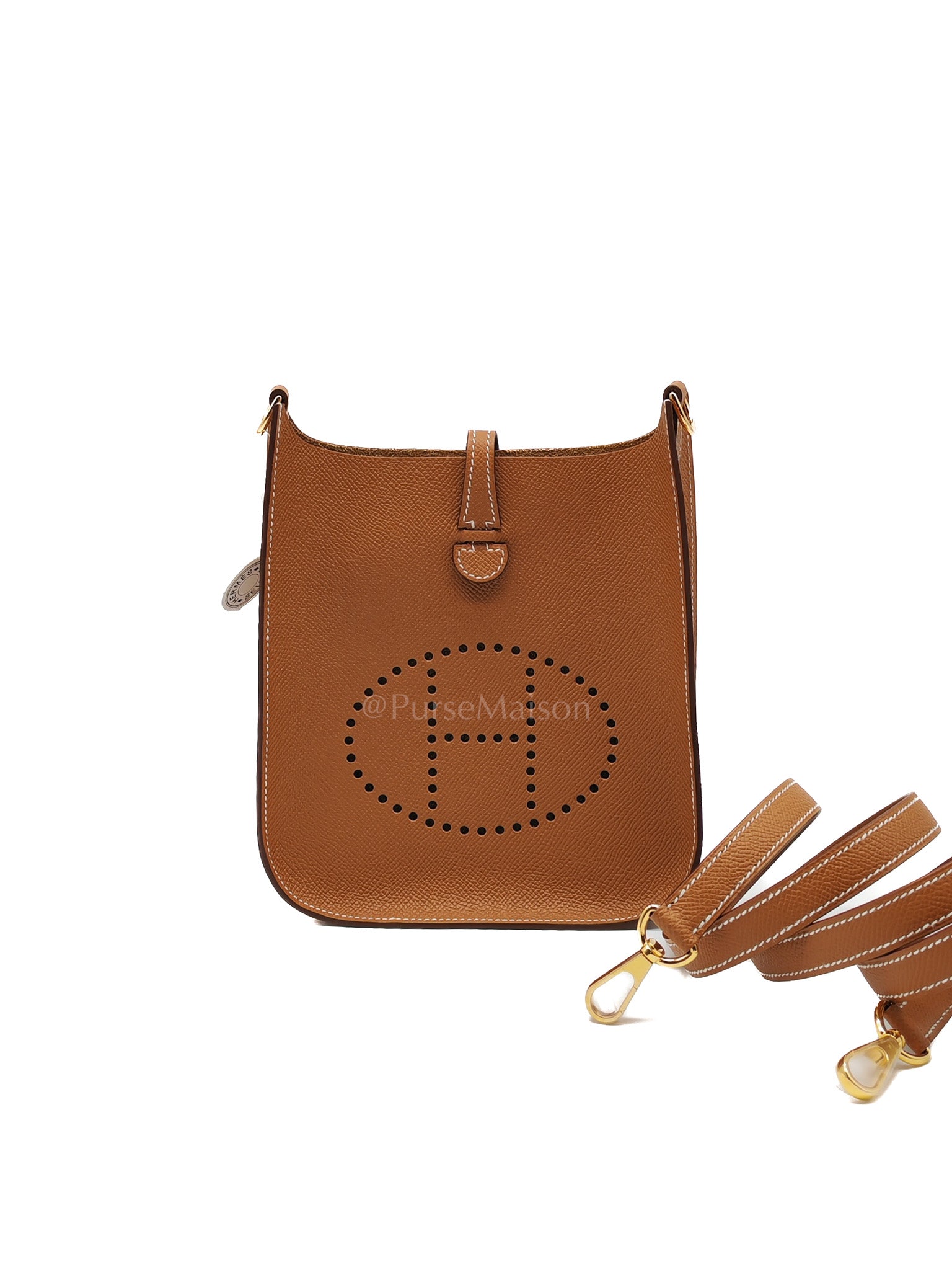 Evelyne 16 TPM Sellier in Gold Epsom Leather and Gold Hardware Stamp K (2025) | Purse Maison Luxury Bags Shop