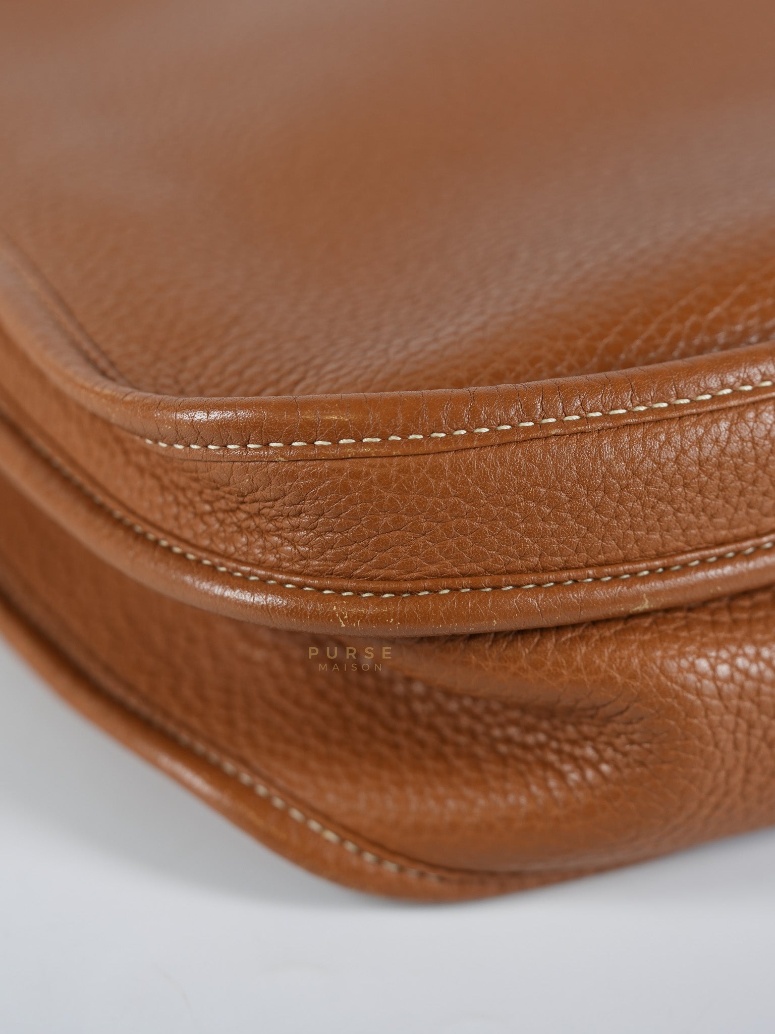 Evelyne GM in Gold Clemence Leather & Palladium Hardware Stamp Square H (2004) | Purse Maison Luxury Bags Shop