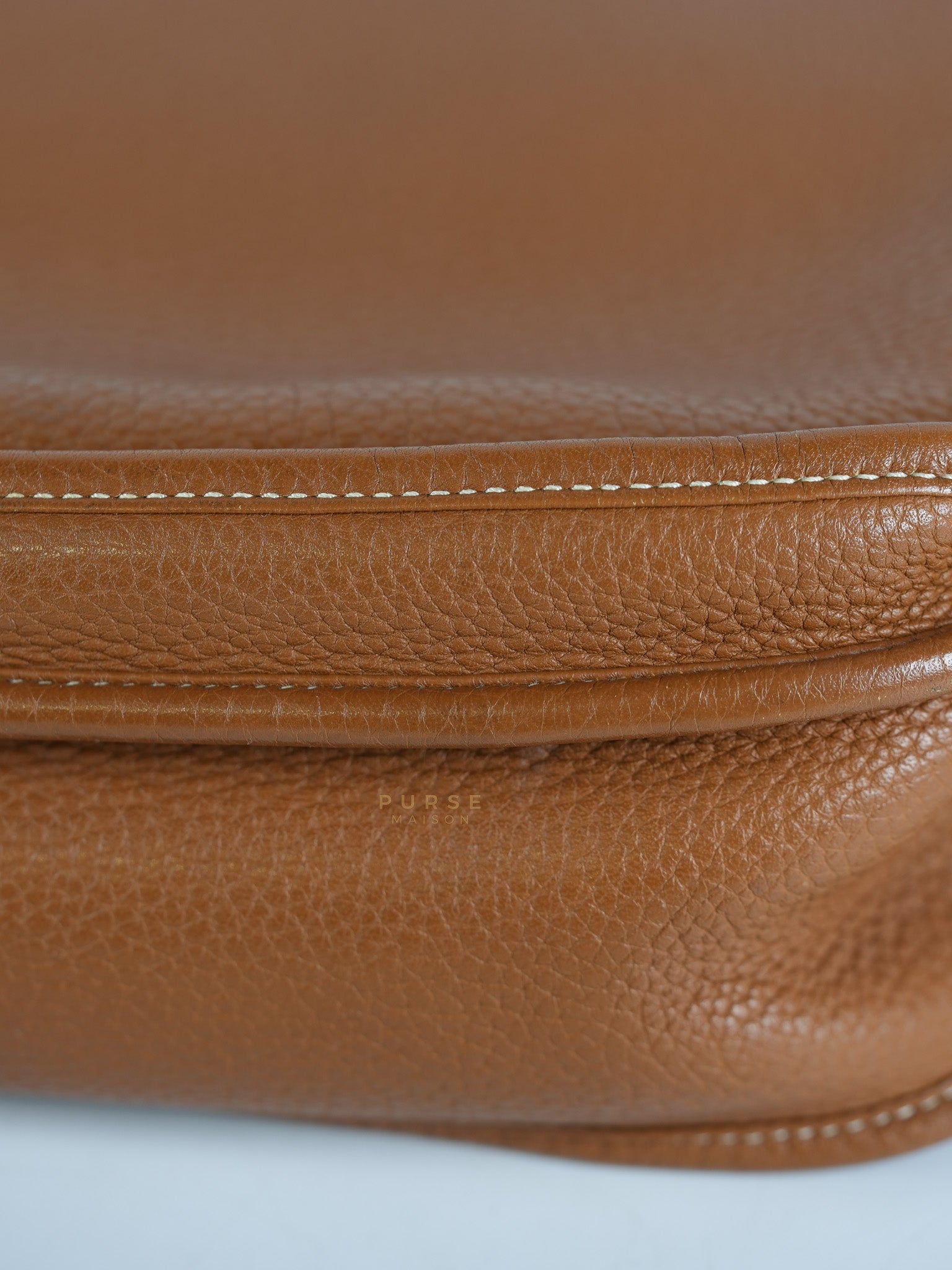 Evelyne GM in Gold Clemence Leather & Palladium Hardware Stamp Square H (2004) | Purse Maison Luxury Bags Shop