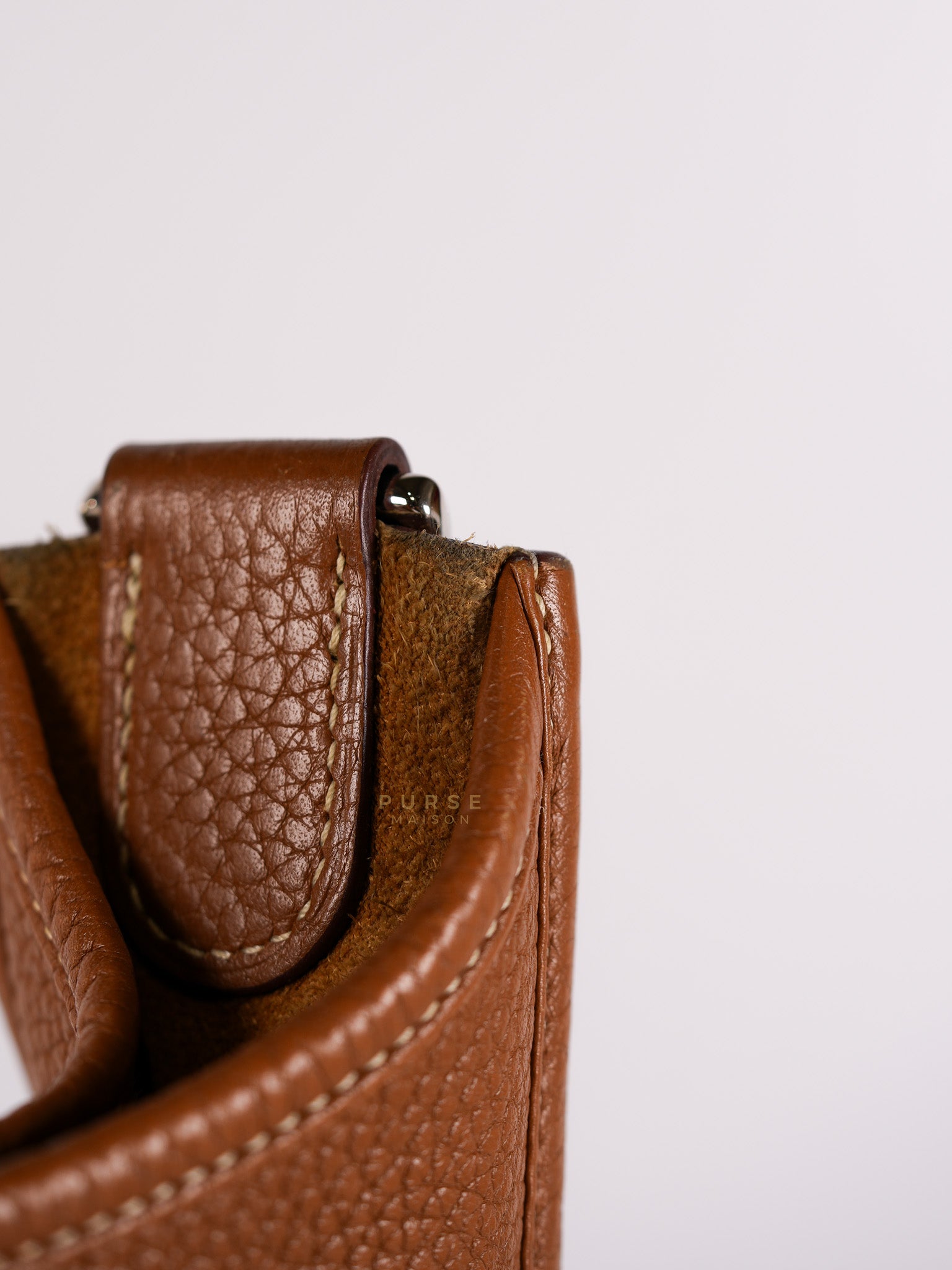 Evelyne GM in Gold Clemence Leather & Palladium Hardware Stamp Square H (2004) | Purse Maison Luxury Bags Shop