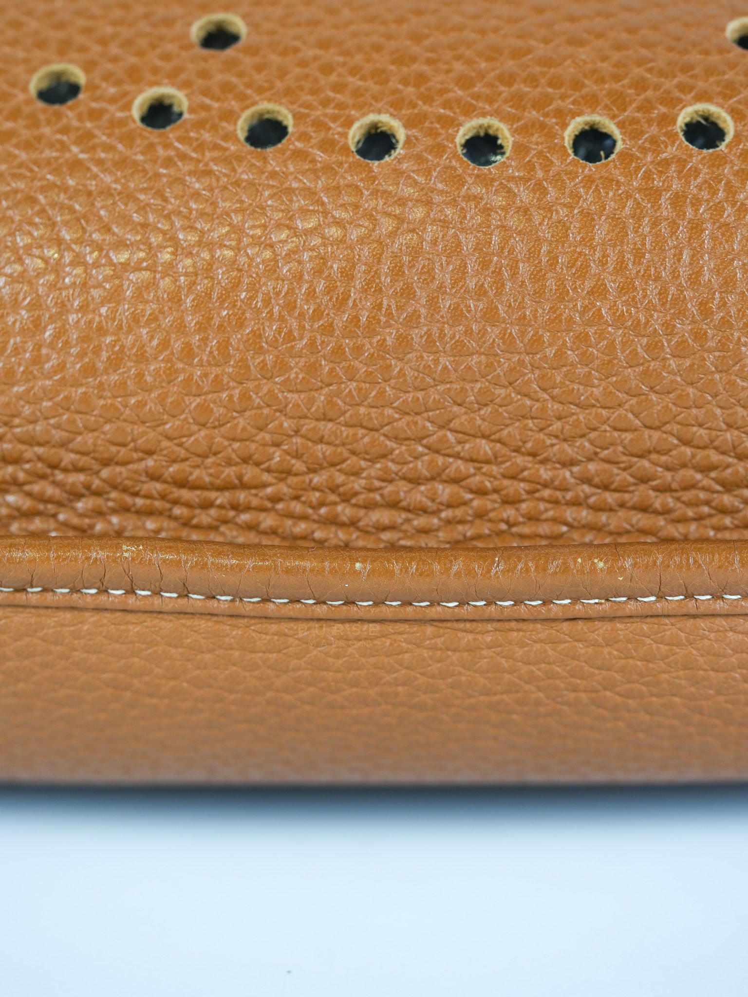 Evelyne GM in Gold Clemence Leather & Palladium Hardware Stamp Square H (2004) | Purse Maison Luxury Bags Shop