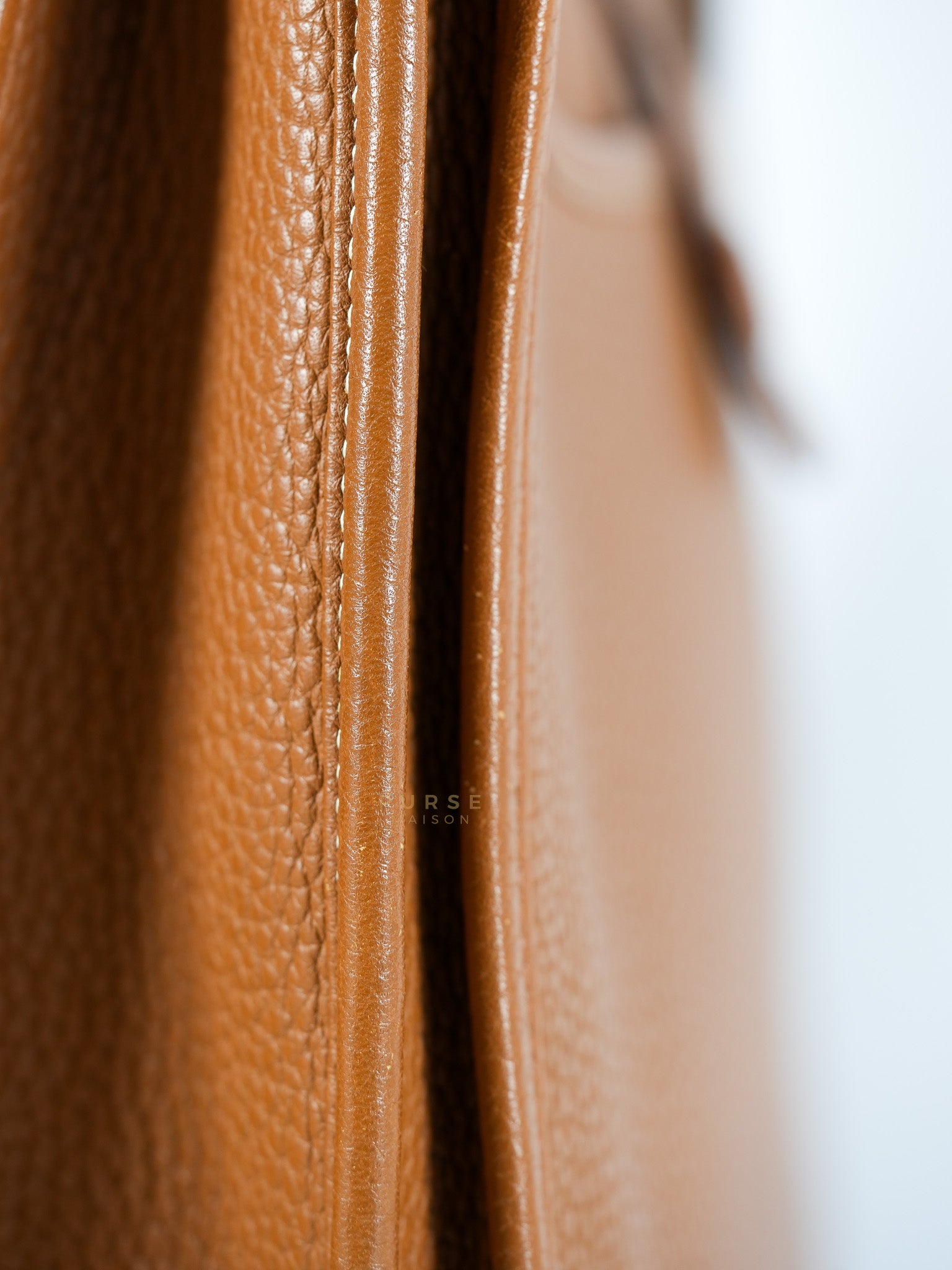 Evelyne GM in Gold Clemence Leather & Palladium Hardware Stamp Square H (2004) | Purse Maison Luxury Bags Shop