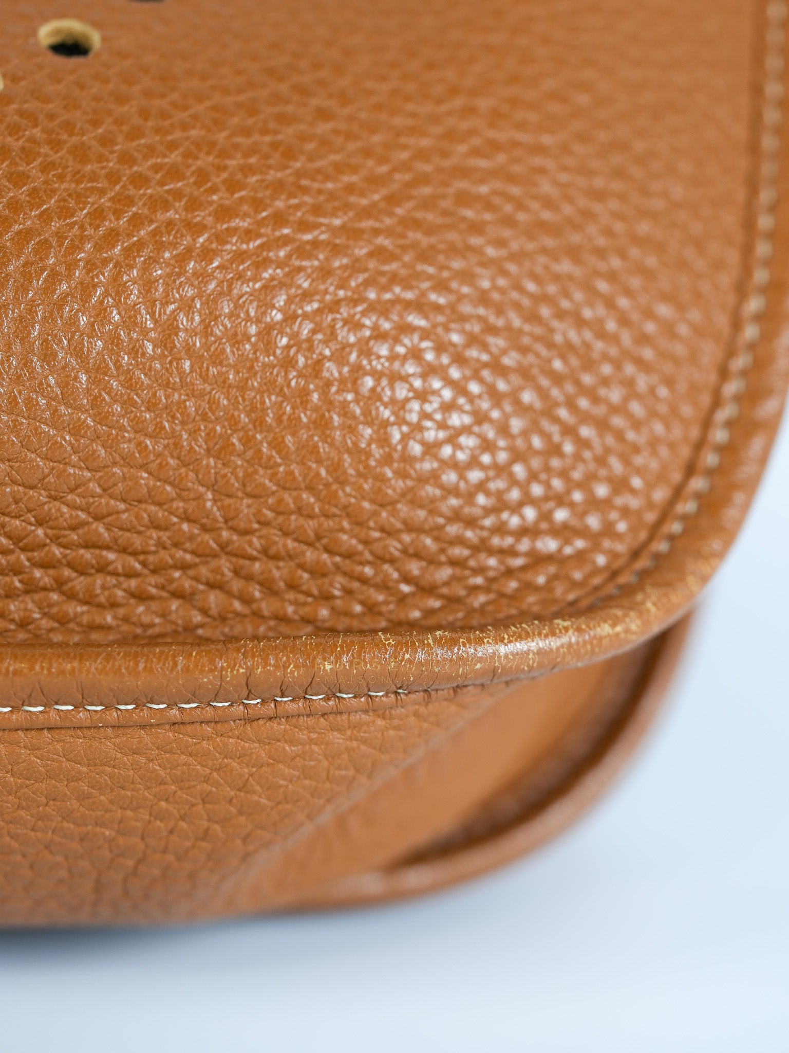Evelyne GM in Gold Clemence Leather & Palladium Hardware Stamp Square H (2004) | Purse Maison Luxury Bags Shop