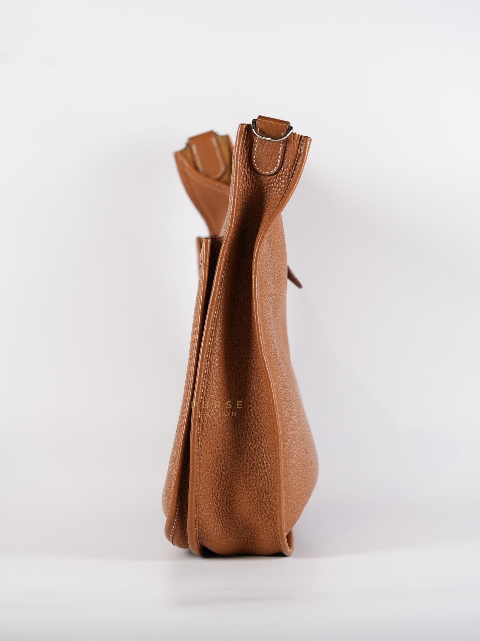 Evelyne GM in Gold Clemence Leather & Palladium Hardware Stamp Square H (2004) | Purse Maison Luxury Bags Shop